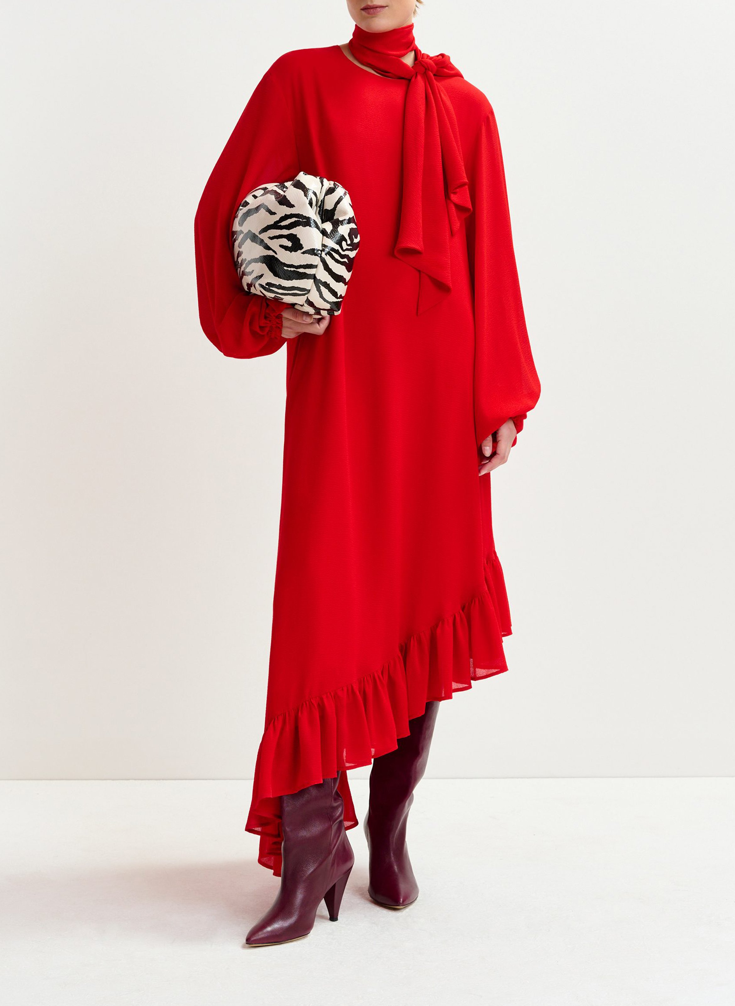 Robe longue en fibres recyclées mélangées ESSENTIEL ANTWERP Rouge