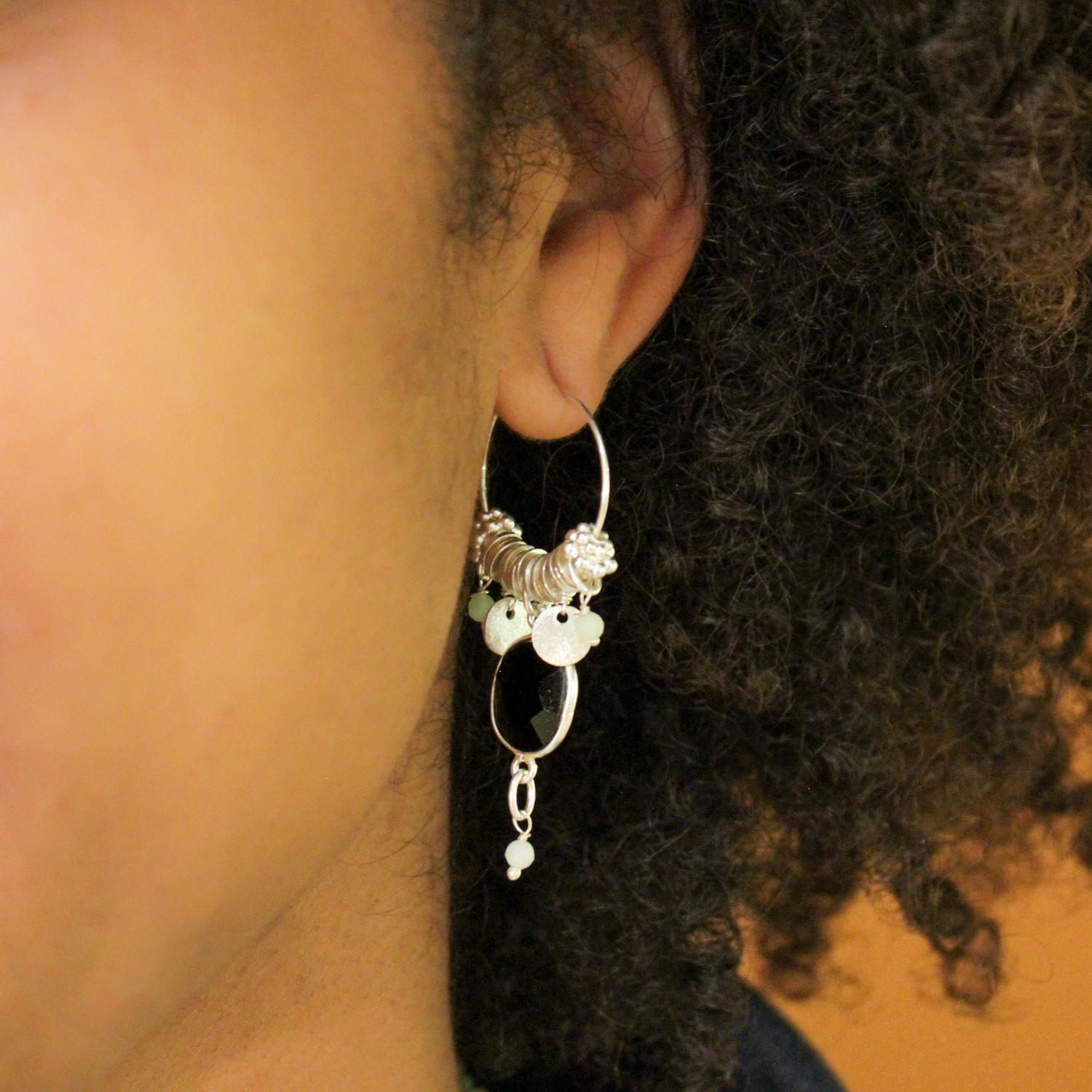 Stone hoop earrings - Louise L'ATELIER DES DAMES Silver