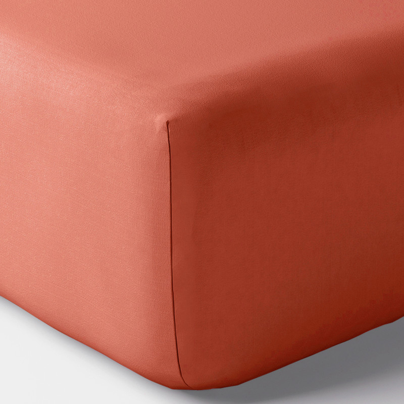 Drap housse percale "julian" avec bonnet 35 cm toutes dimensions coton pur COTON PUR Rouge