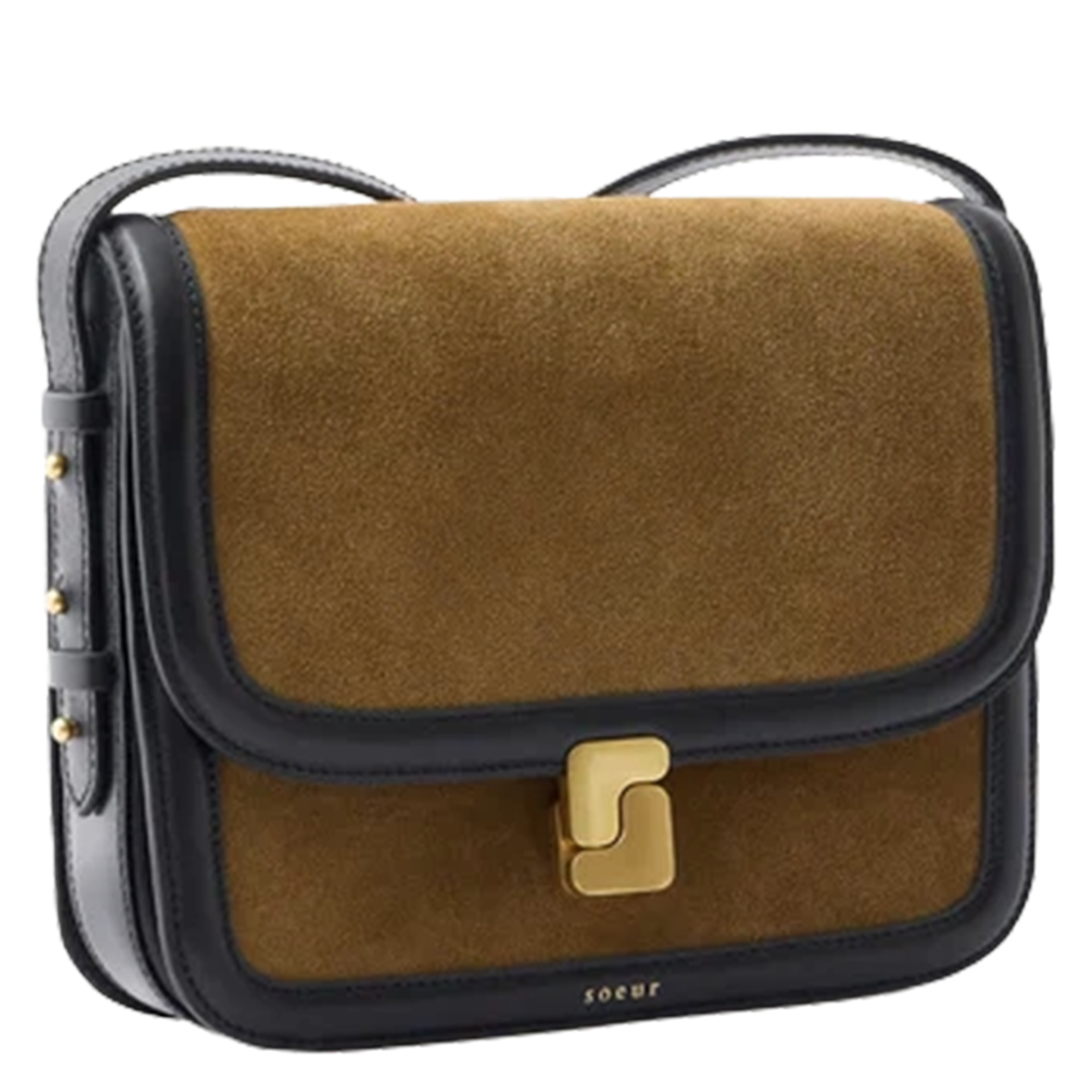 Sac bandoulière à rabat en cuir SOEUR Marron