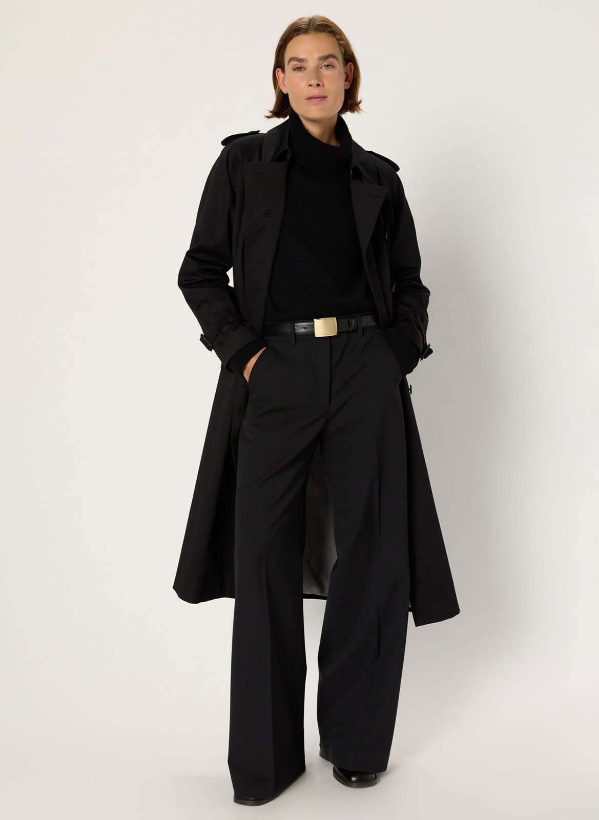 Trench col à revers droit en coton mélangé GERARD DAREL Noir