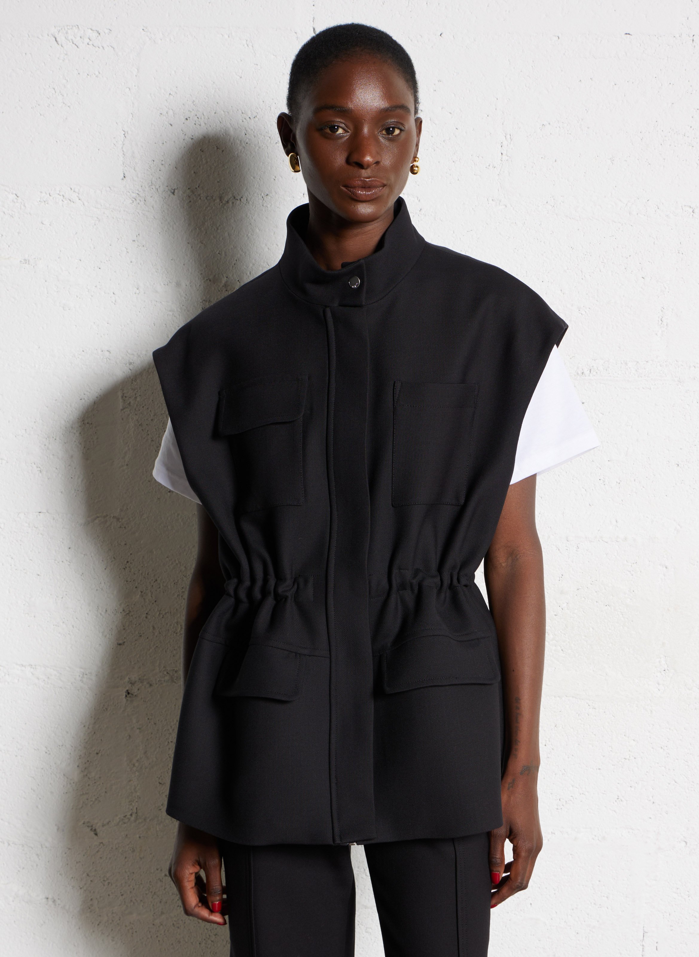 Veste col montant en laine mélangée MARGAUX LONNBERG Noir