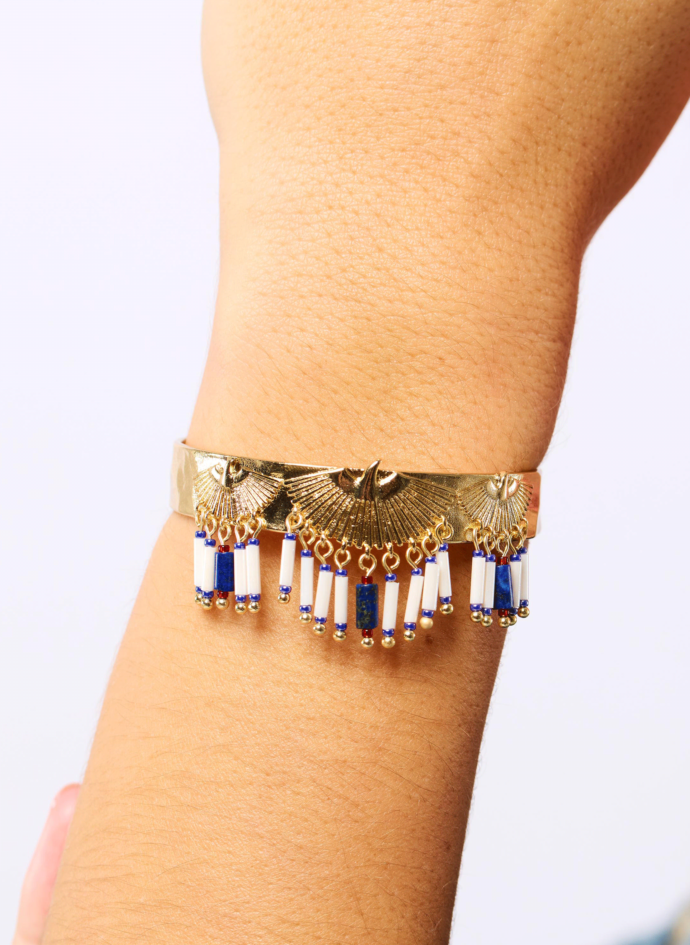 Bangle bracelet with beads HIPANEMA Blue