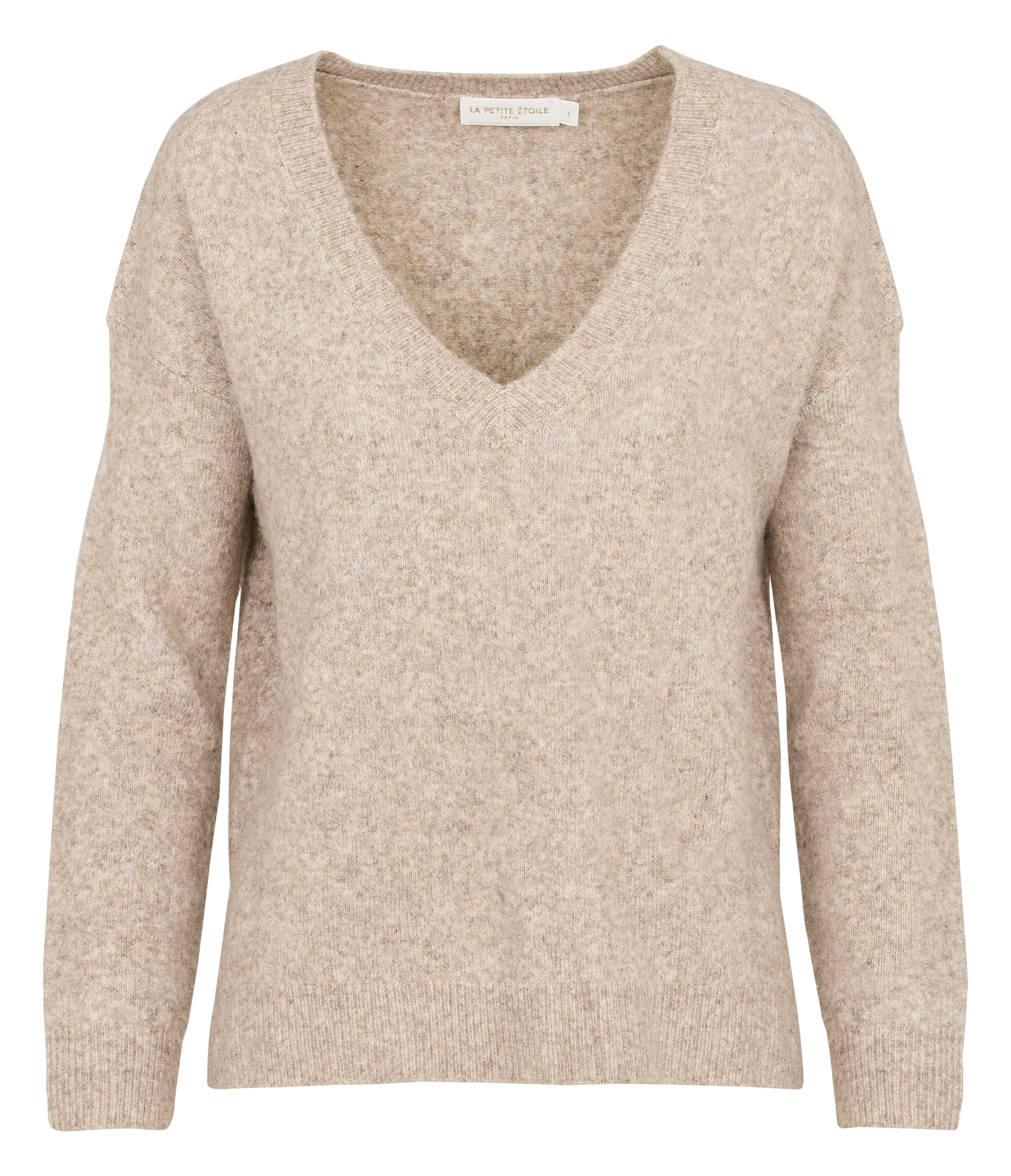 Pull col V  LA PETITE ETOILE Marron