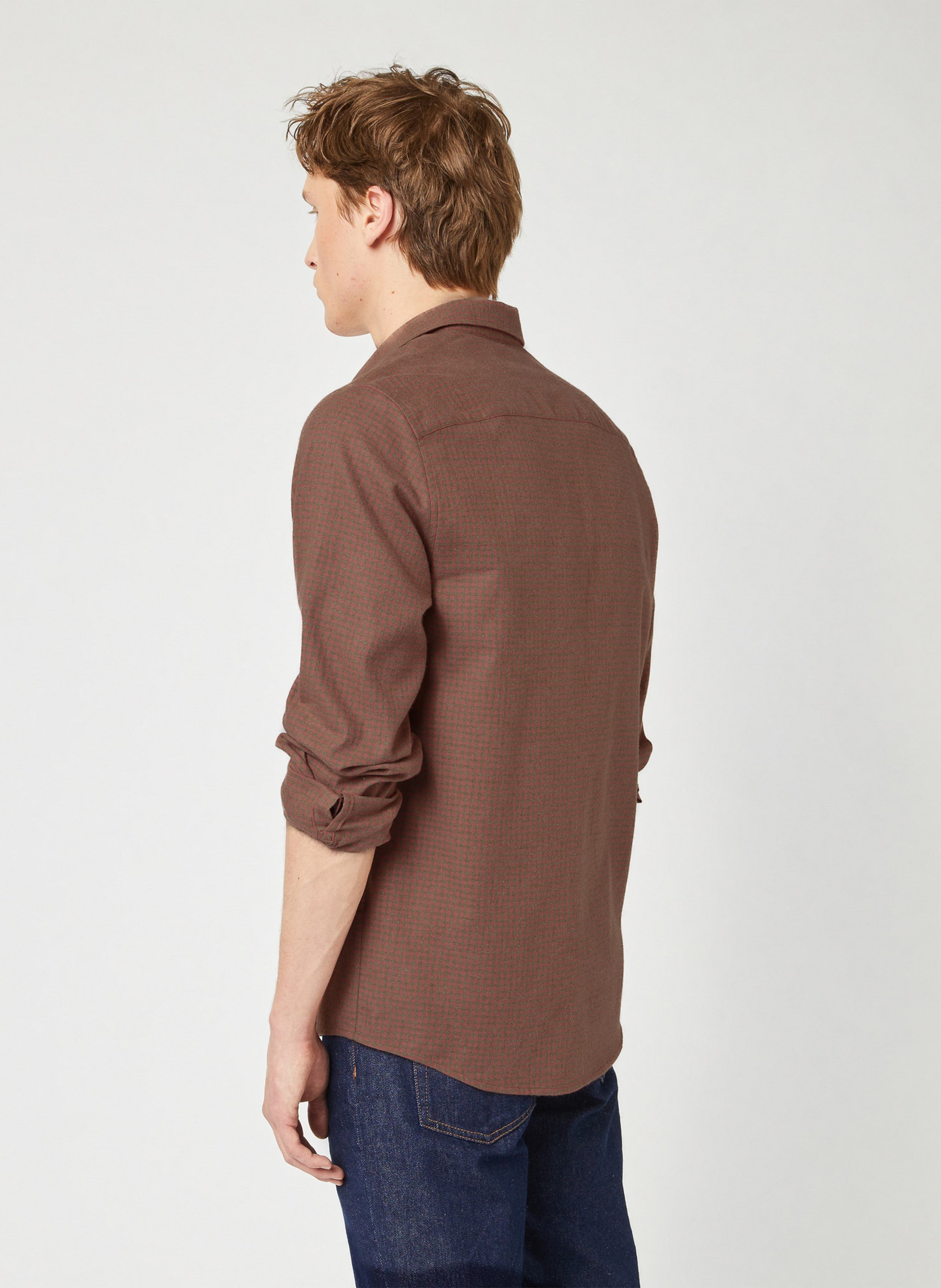 Chemise droite col classique à carreaux en coton FAGUO Rose