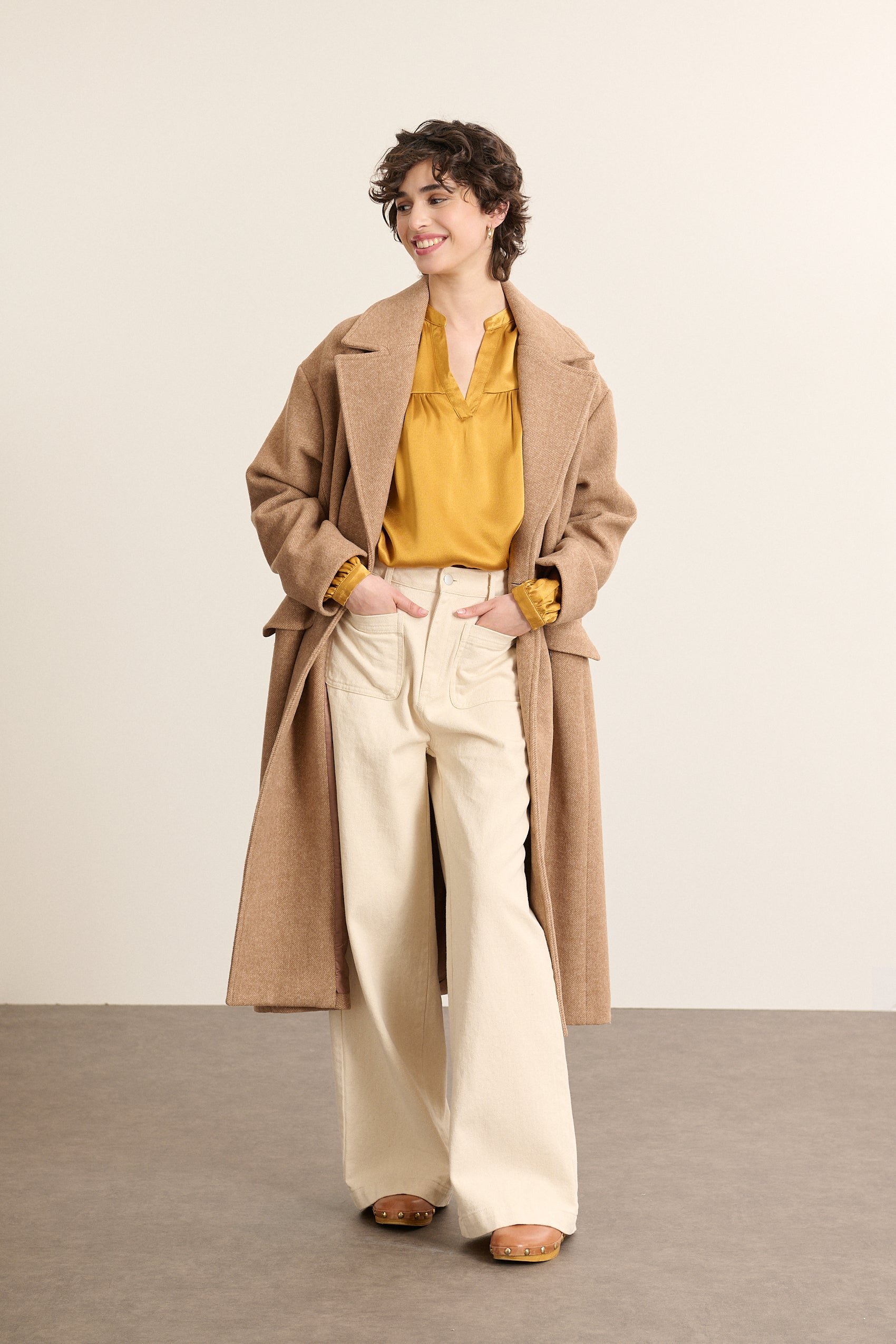 Oversized long wool blend coat GARANCE PARIS Beige