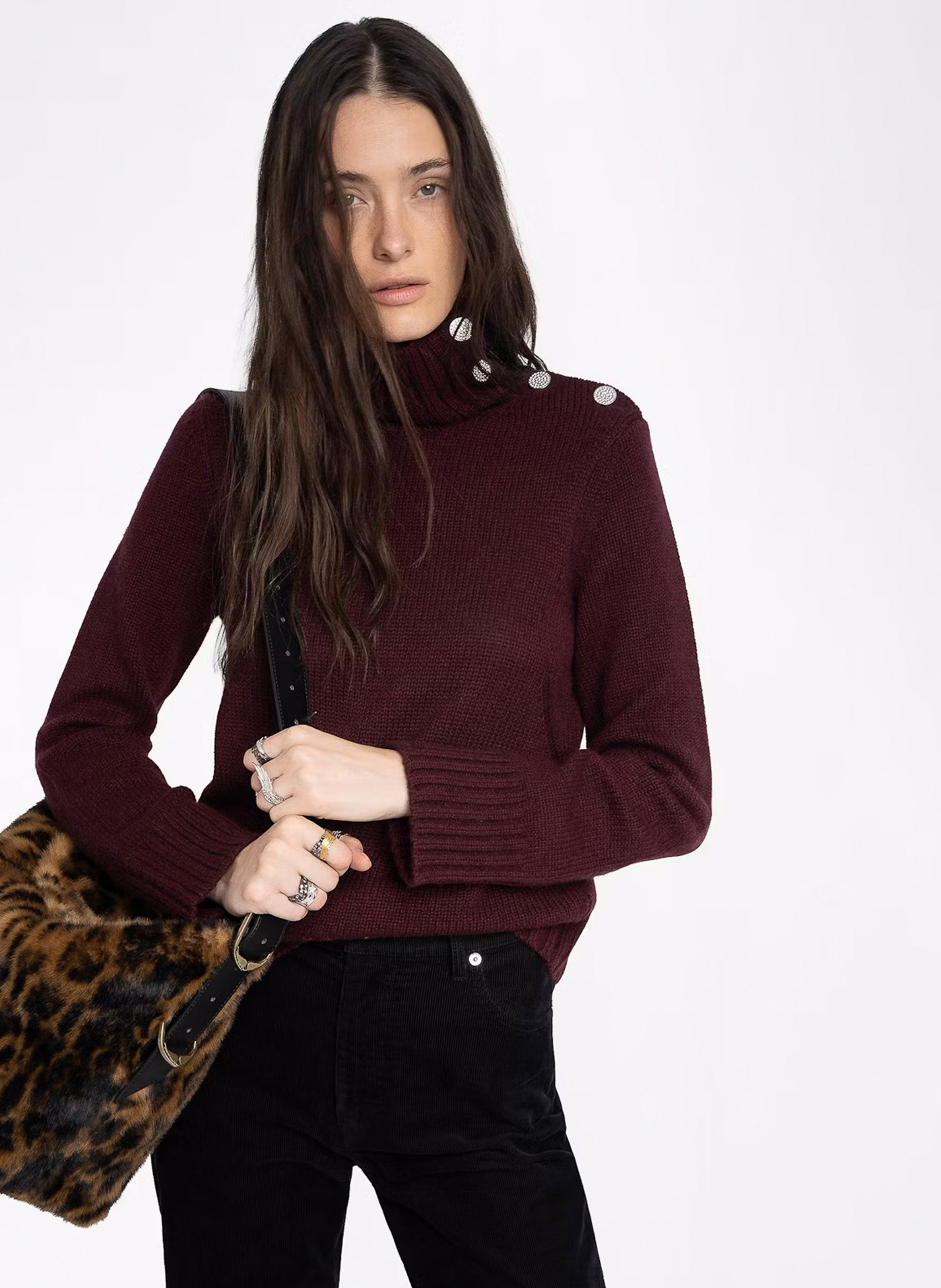 Pull col montant en cachemire  ZADIG&VOLTAIRE Violet