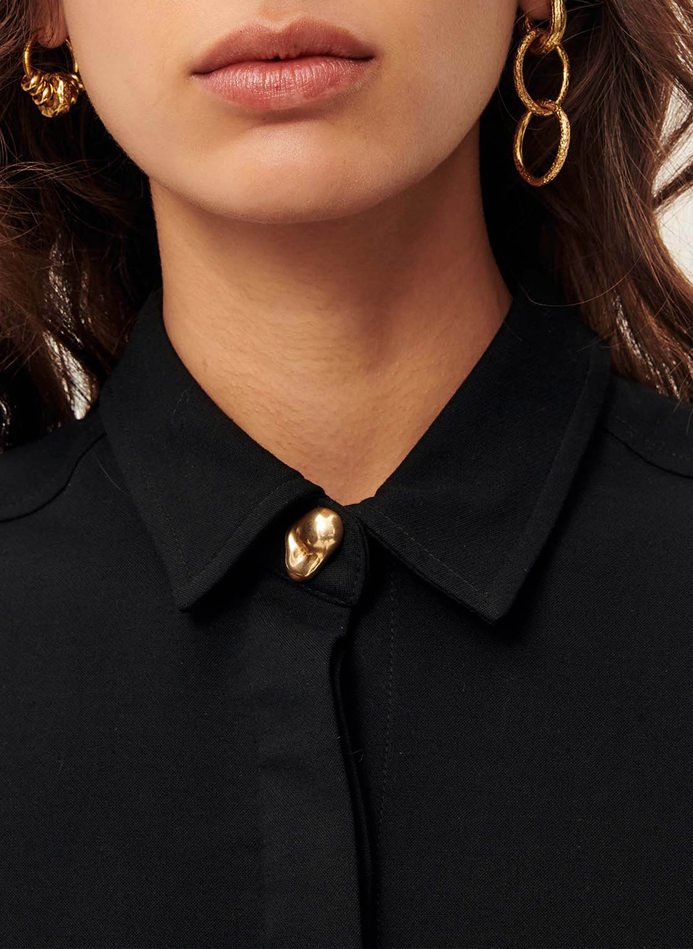 Oversized shirt with classic collar SESSUN Black