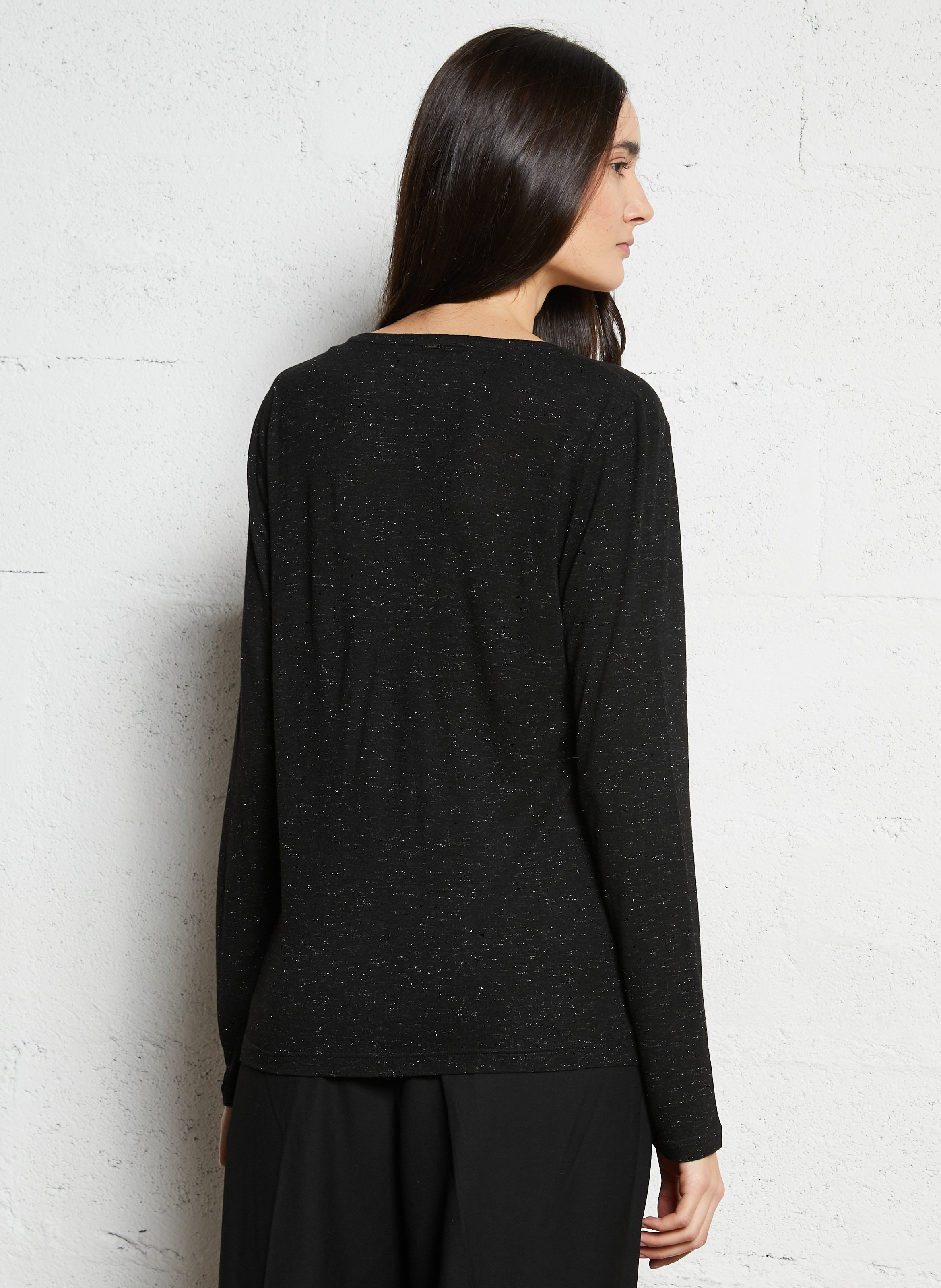 Tee-shirt droit pailleté IKKS Noir