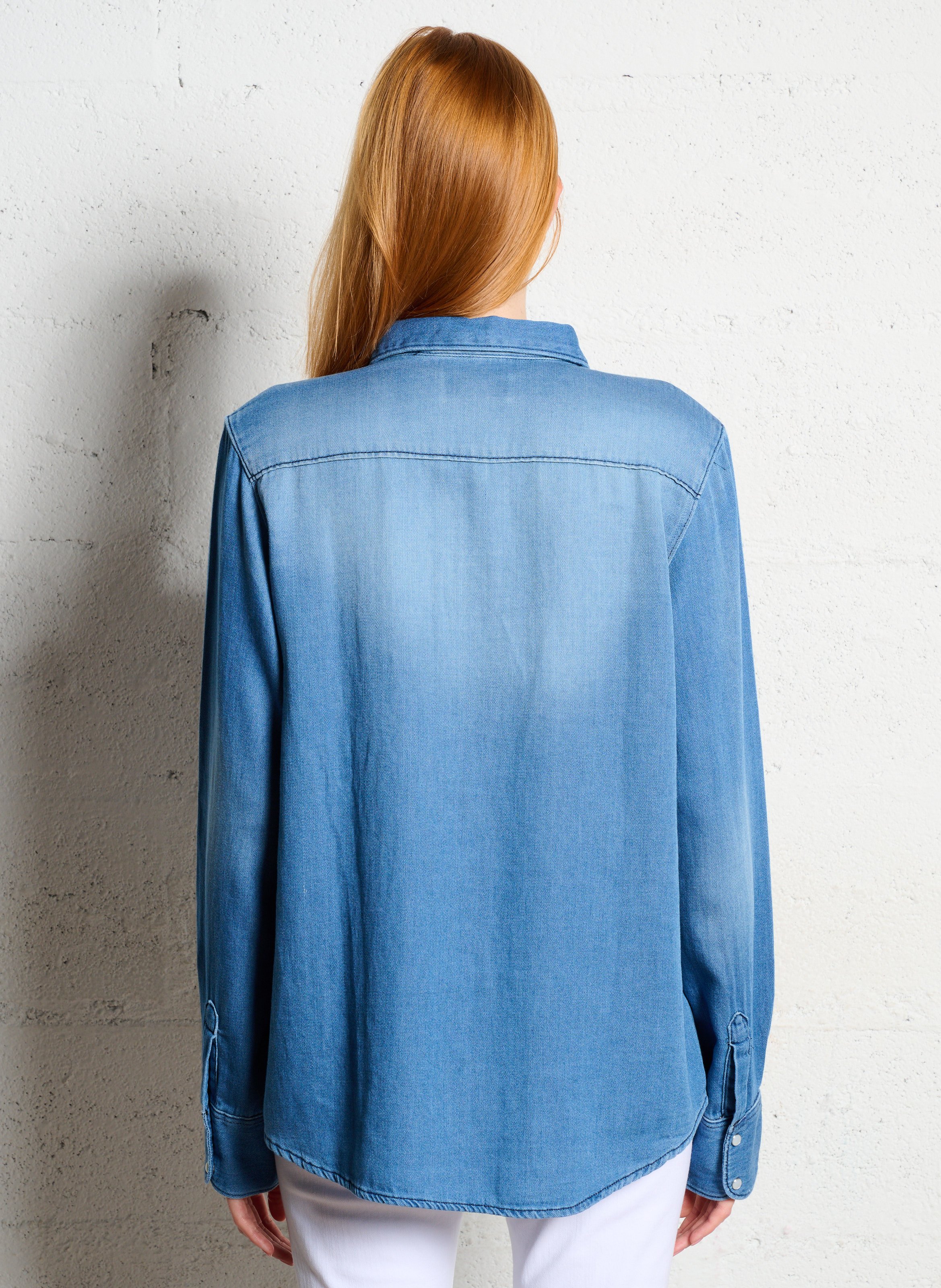 Blouse met verwassen look ACQUAVERDE Blauw