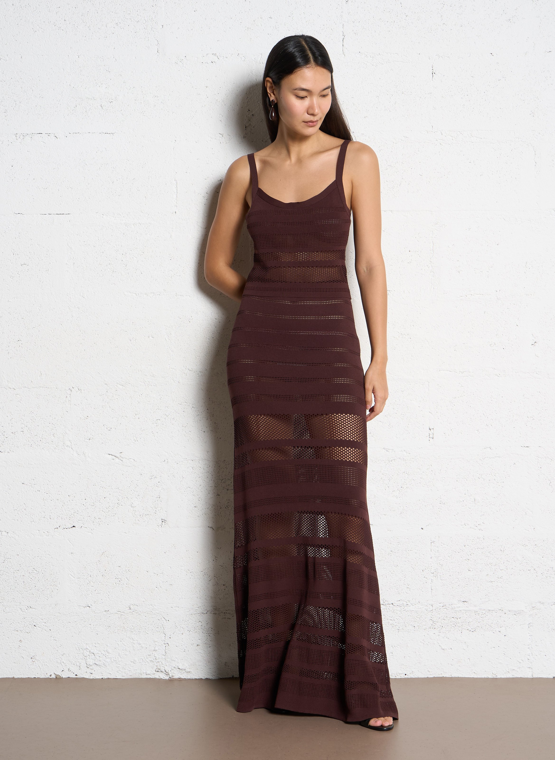 Top court à bretelles ajouré SUNCOO Marron