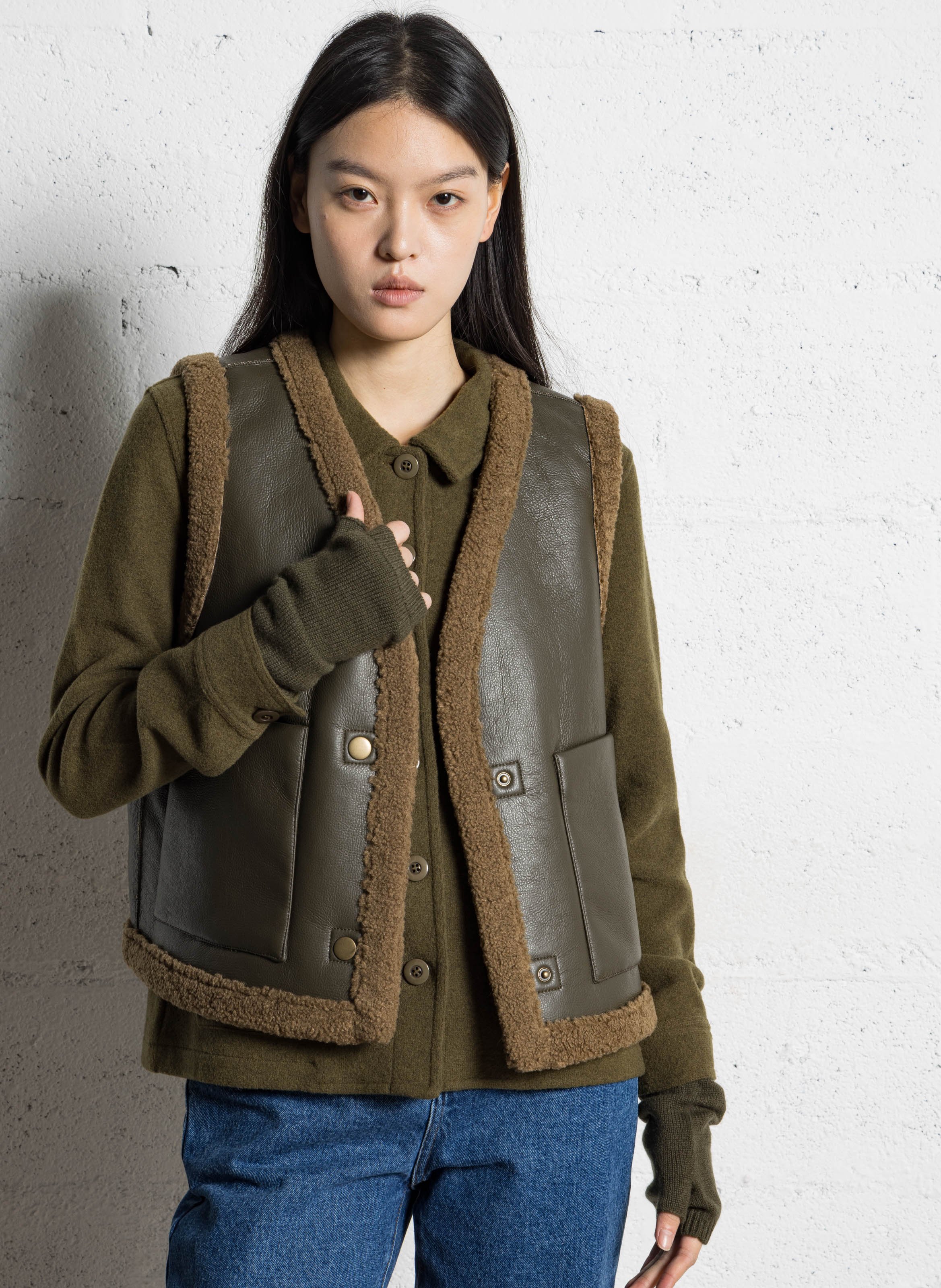 Straight V-neck jacket BENSIMON Khaki