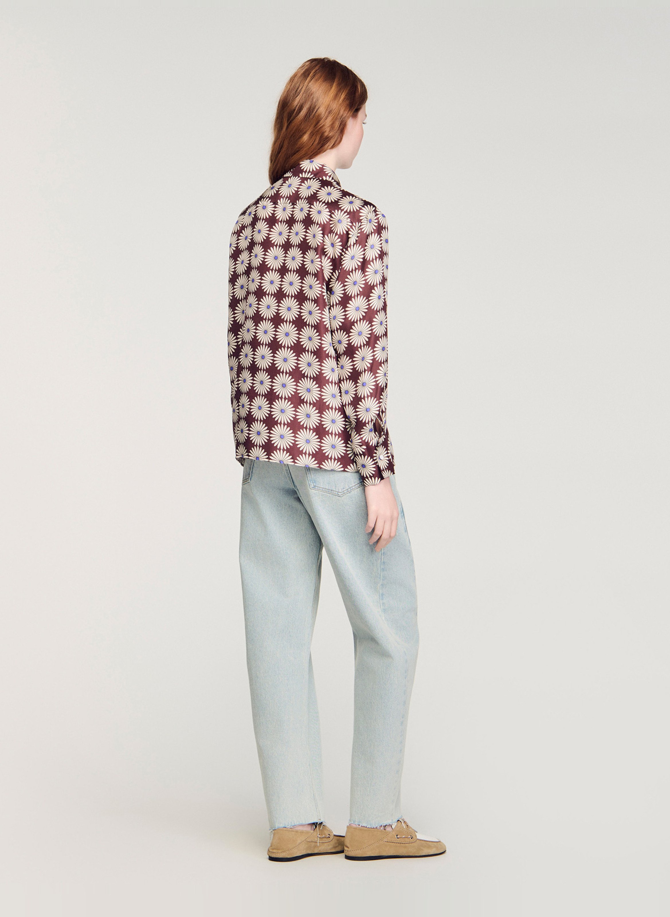 Rechte zijden bloemenblouse SANDRO Bruin