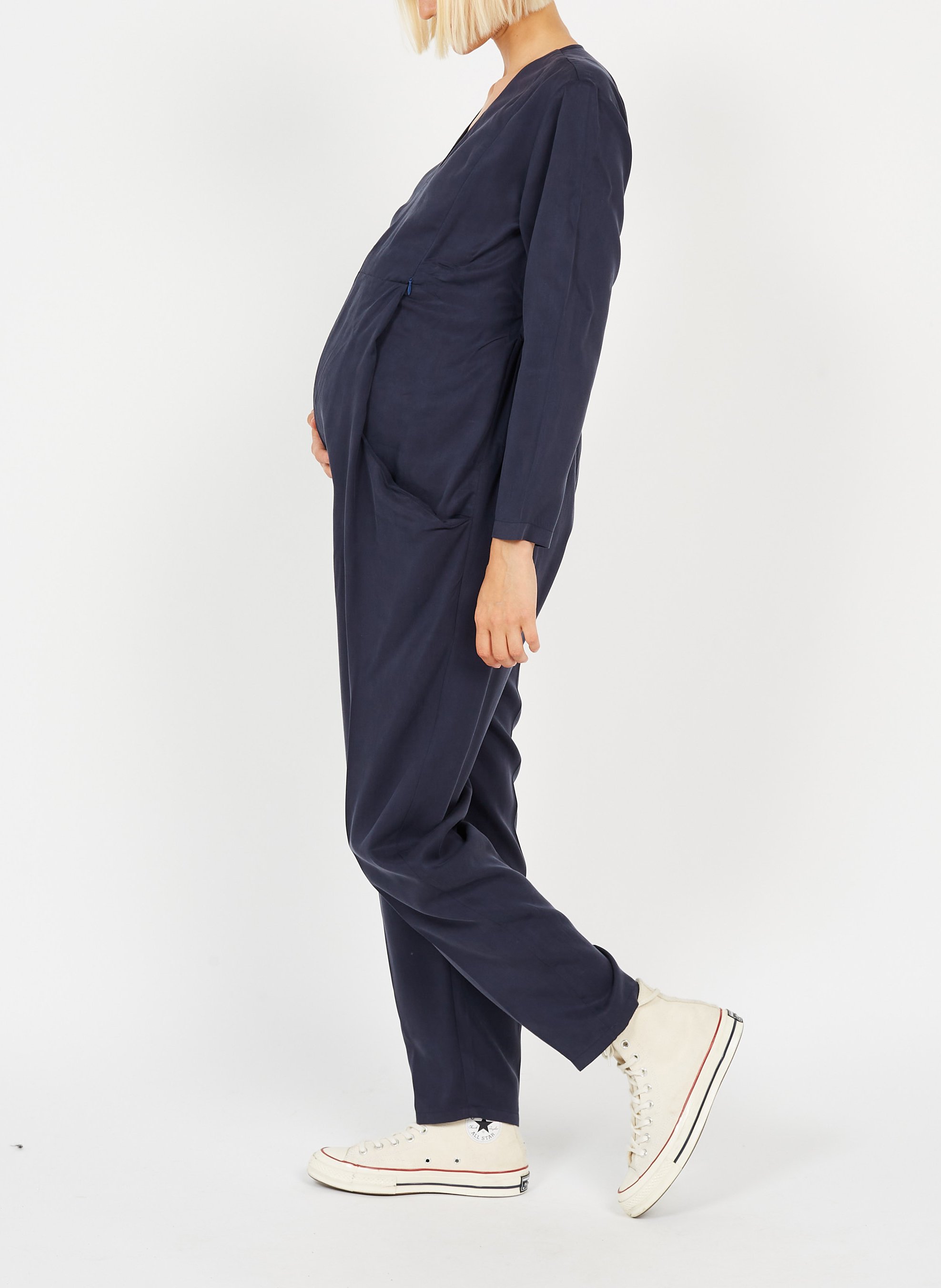 Long-sleeved maternity jumpsuit POLINA Blue