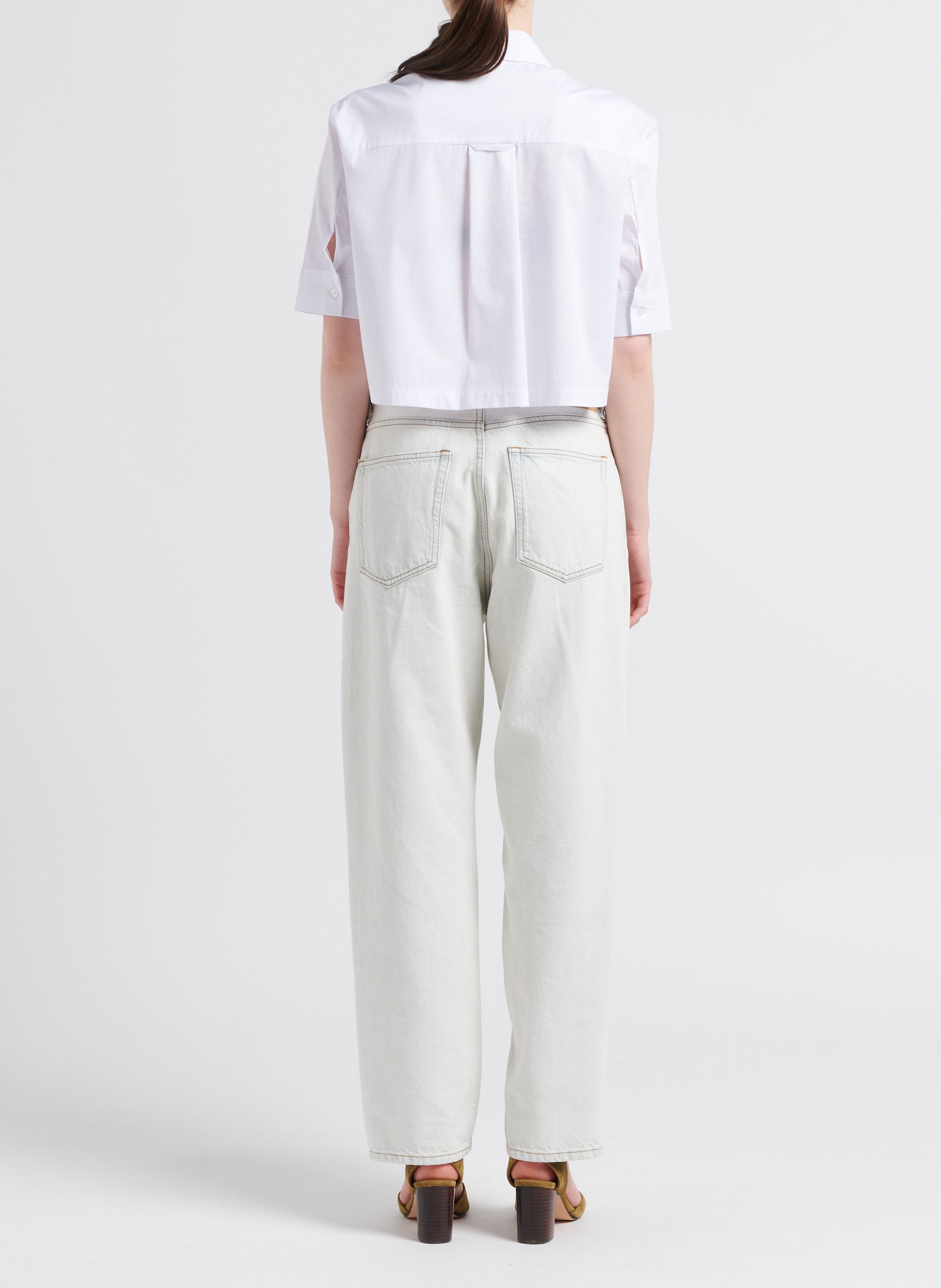 Cropped cotton-blend shirt IMPERIAL White