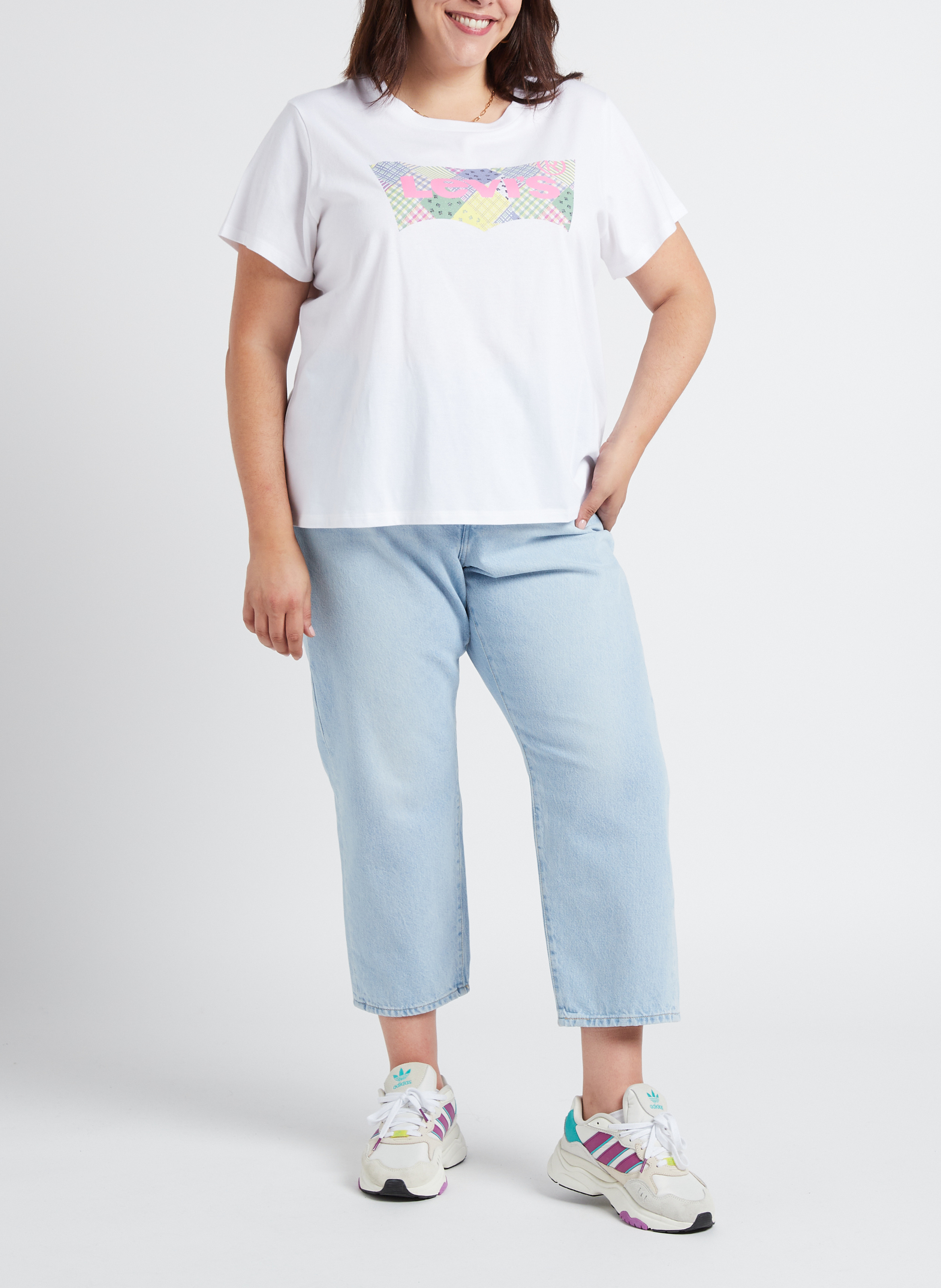Katoenen T-shirt met ronde hals en zeefdruk LEVI'S Wit