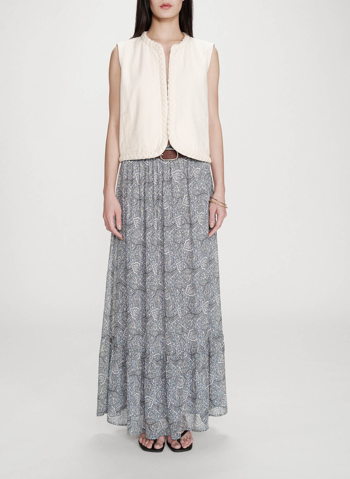 Jupe longue évasée à imprimé GRACE ET MILA Bleu