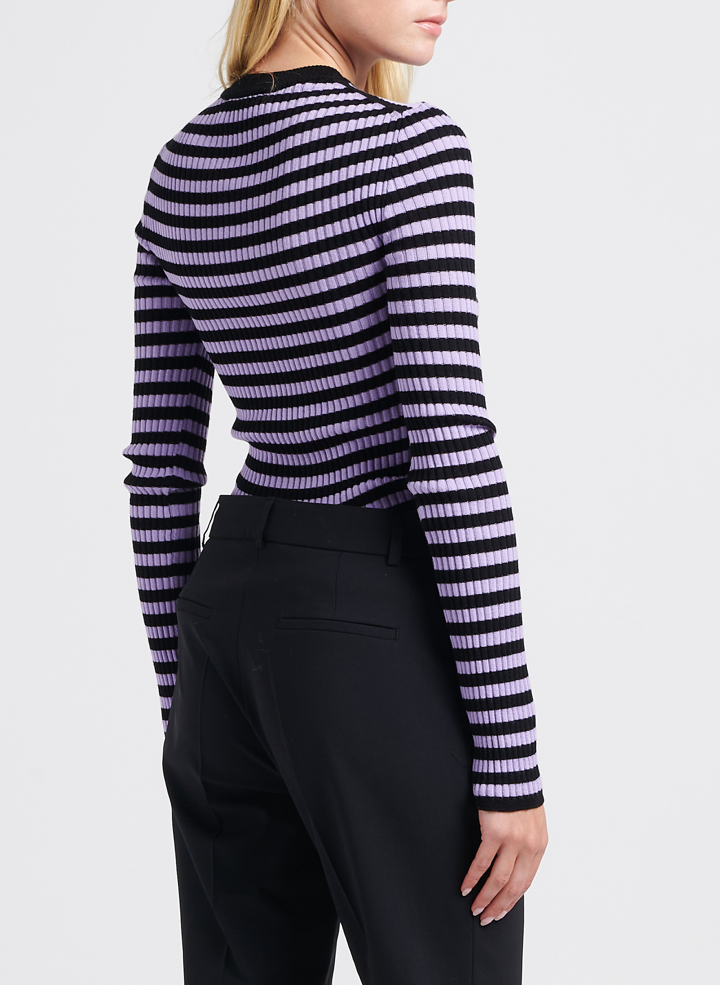 Gestreifter Rundhalspullover aus Wolle SONIA RYKIEL Schwarz