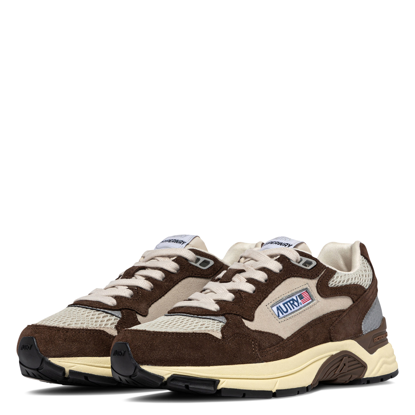 Baskets basses en cuir mélangé AUTRY Marron
