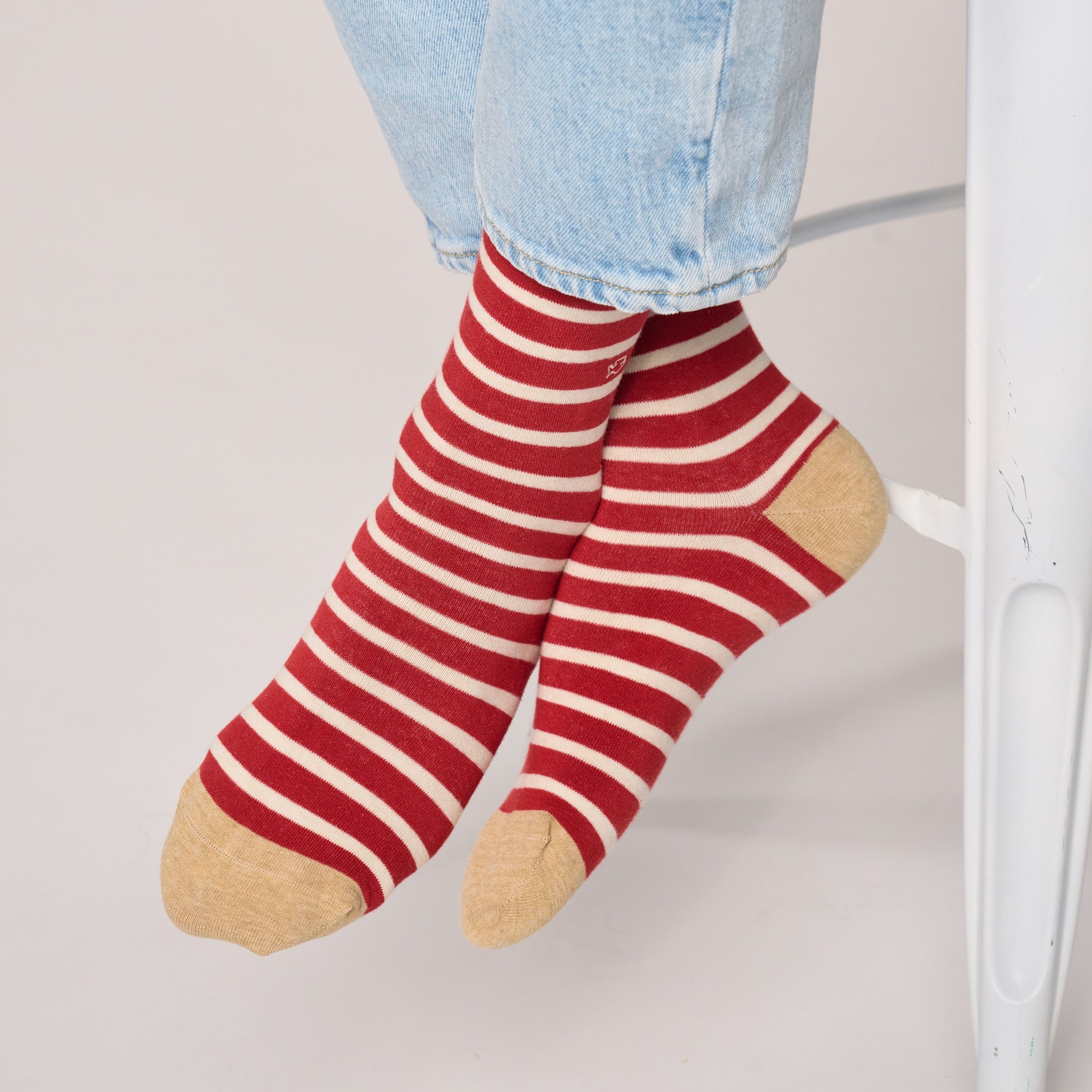 Combed Cotton Socks with Wide Stripes BILLYBELT Red