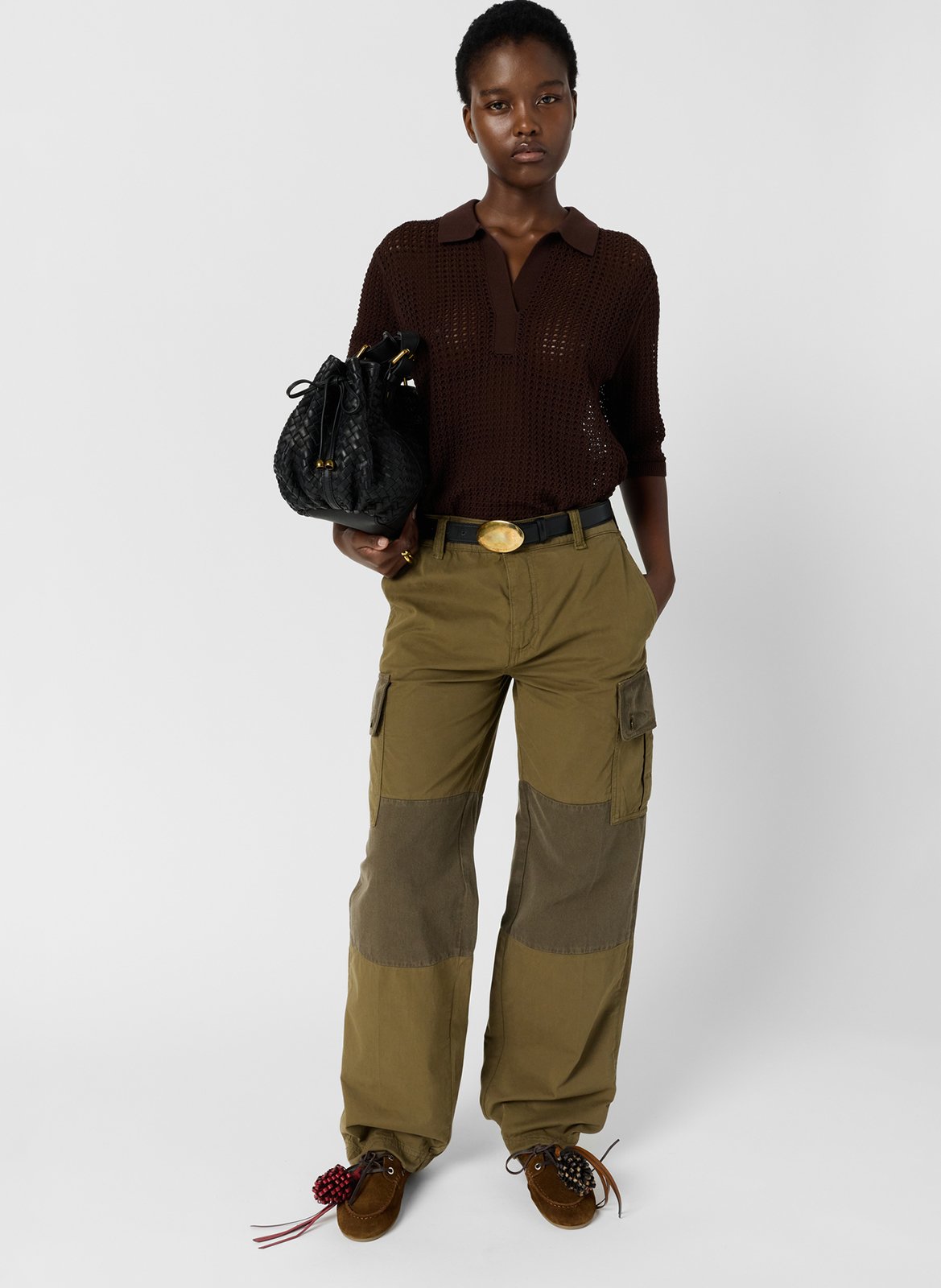 Gerader Poloshirt aus gemischter Baumwolle mit Lochmuster GERARD DAREL Braun