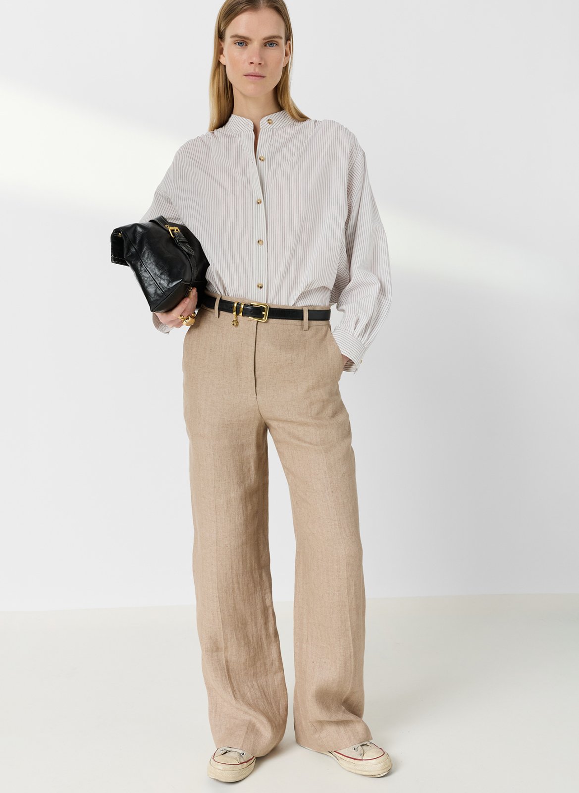 Straight linen trousers GERARD DAREL Beige
