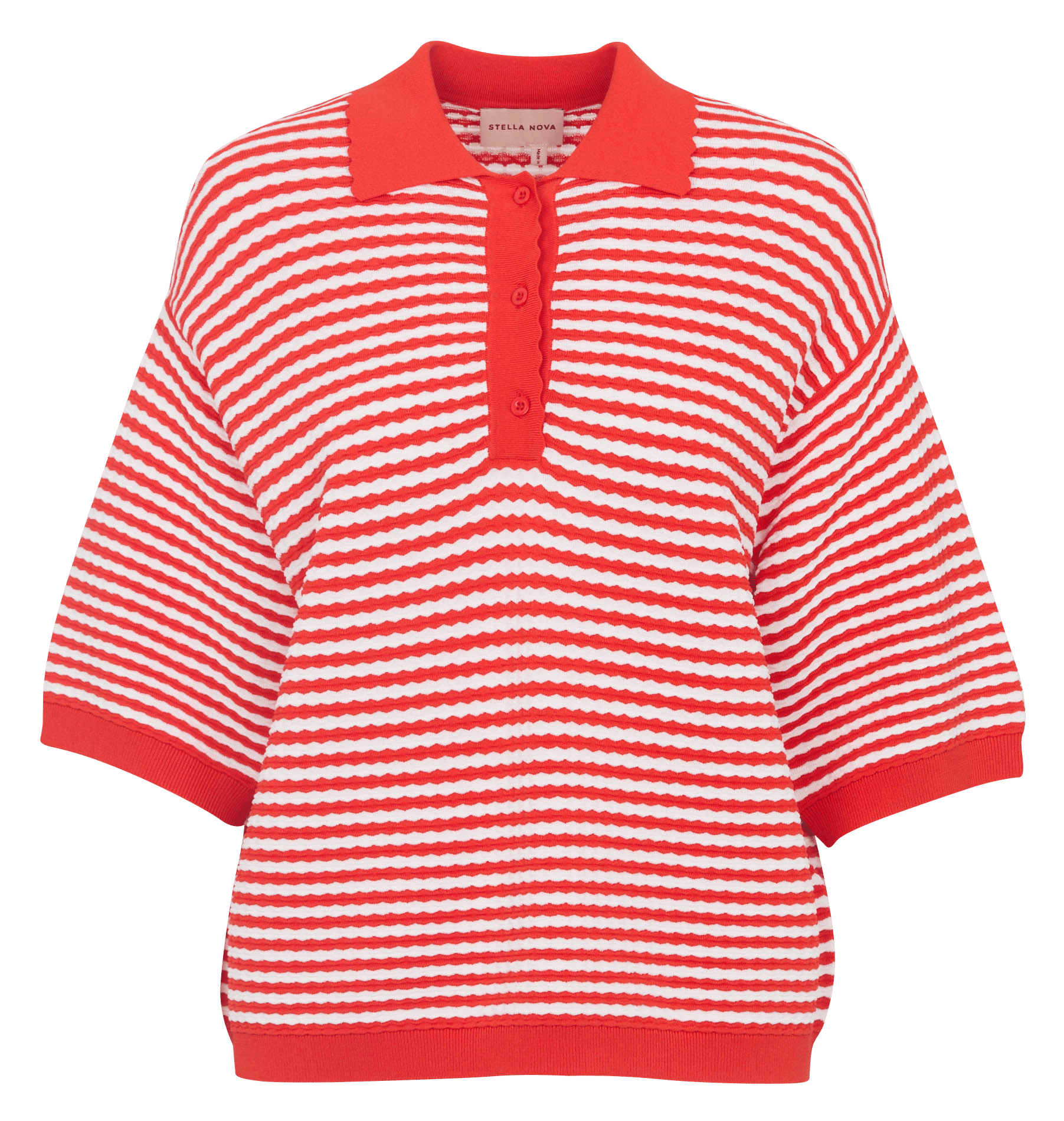 Short-sleeved striped knit polo STELLA NOVA Red