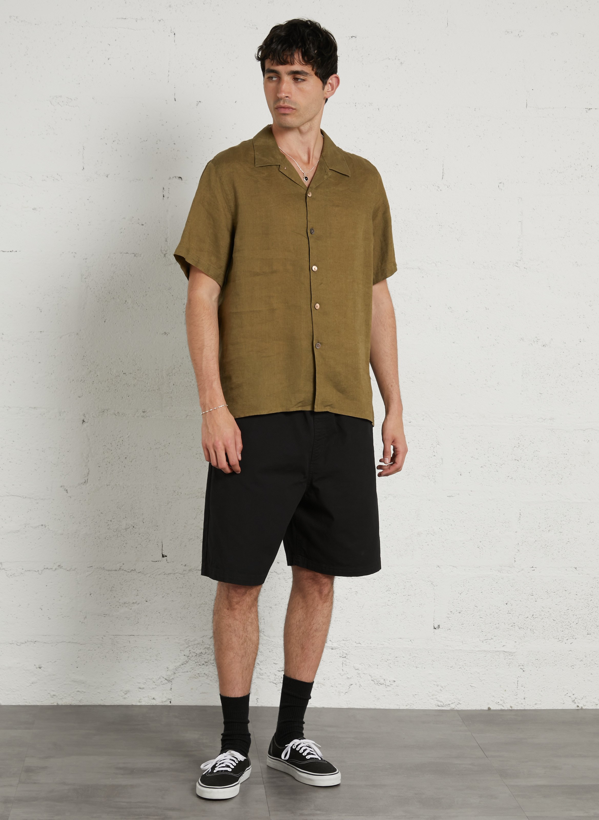 Camisa oversize de lino con cuello clásico PAUL SMITH Verde