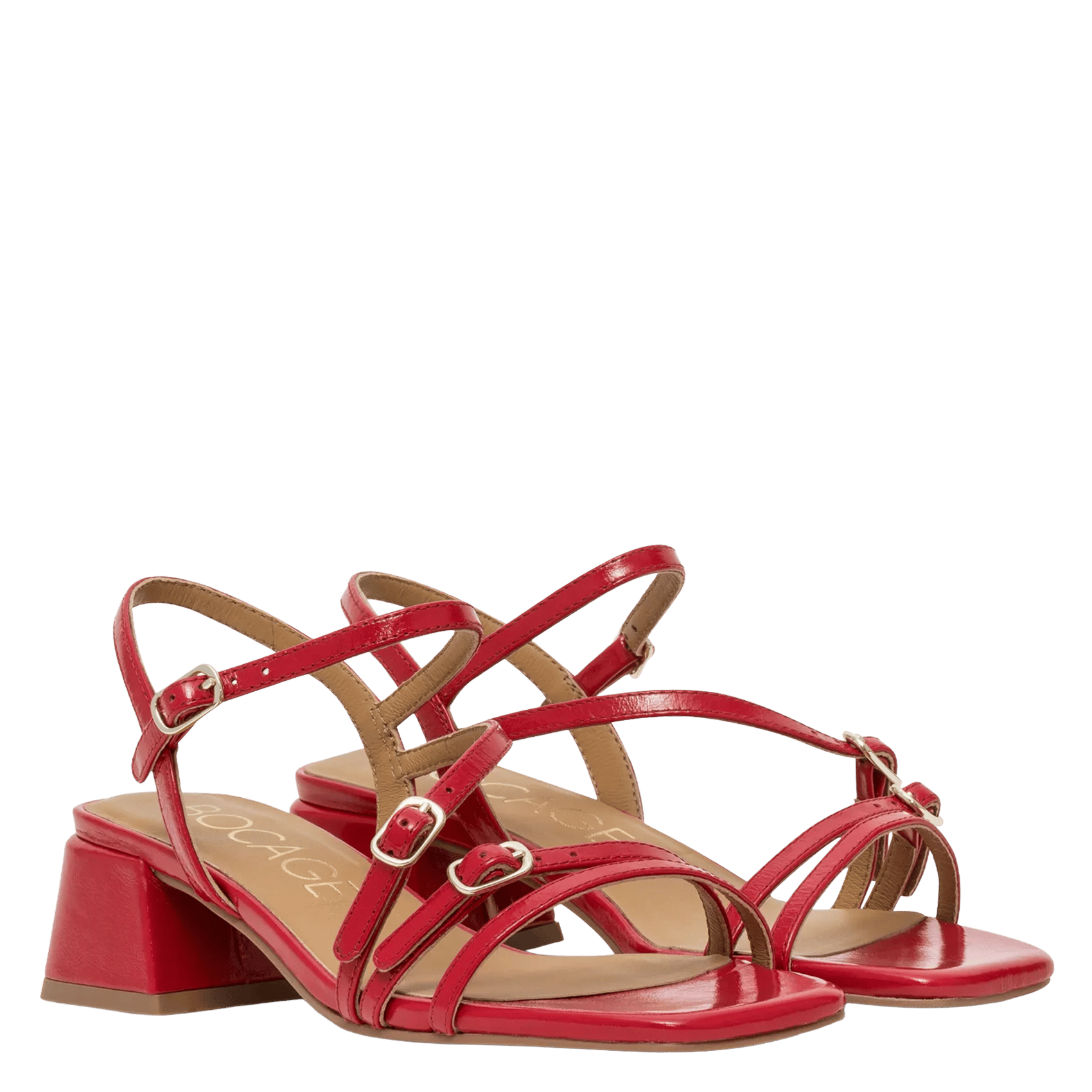 Sandales à talons en cuir Rouge