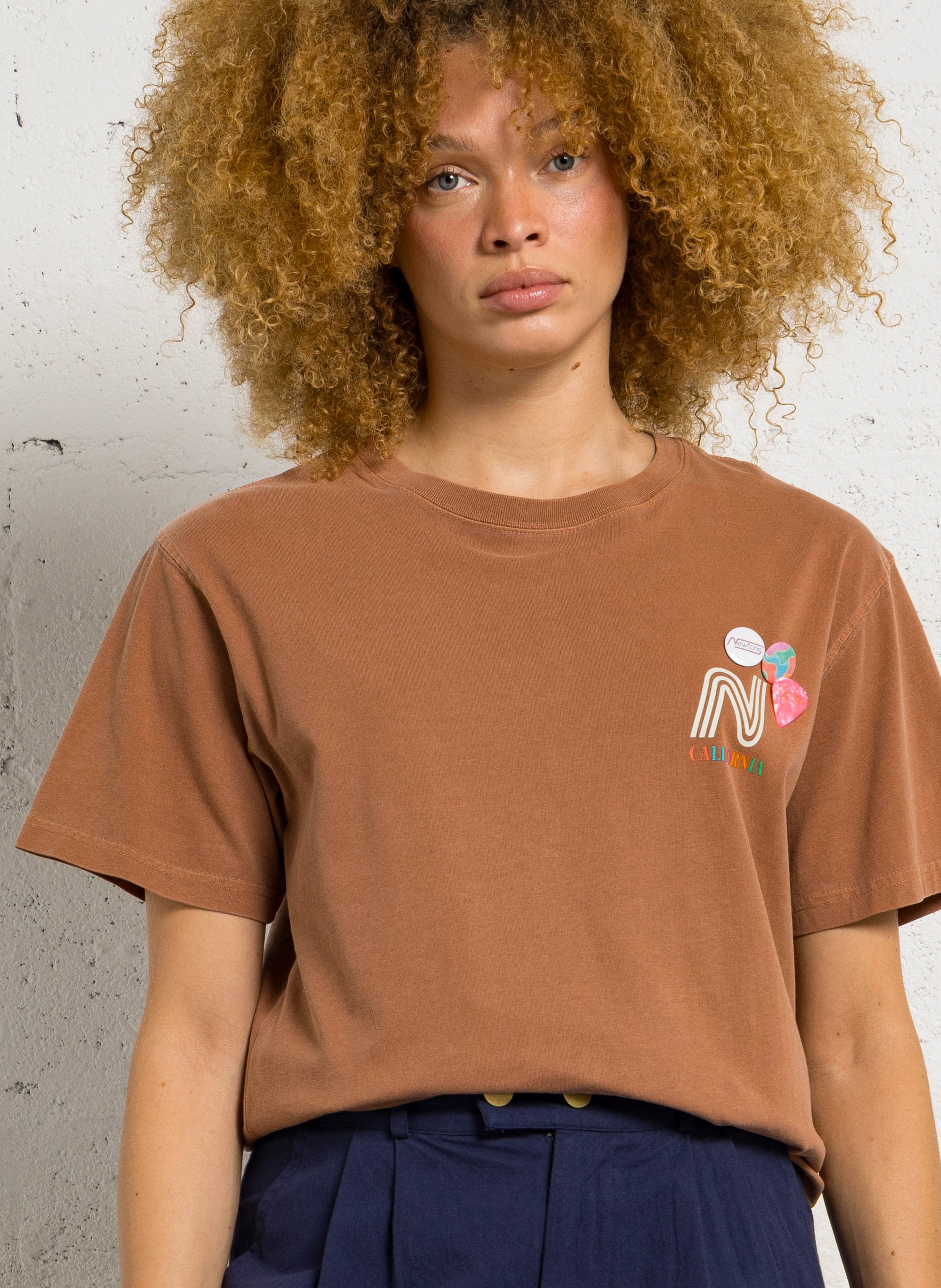 Regular-fit round-neck cotton T-shirt NEWTONE Red