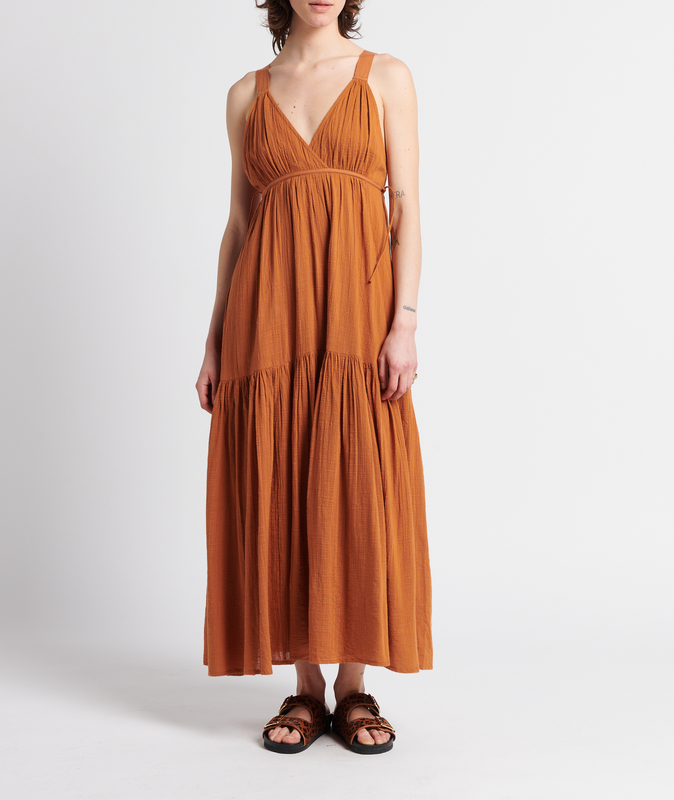 Robe longue droite à bretelles SWILDENS Orange