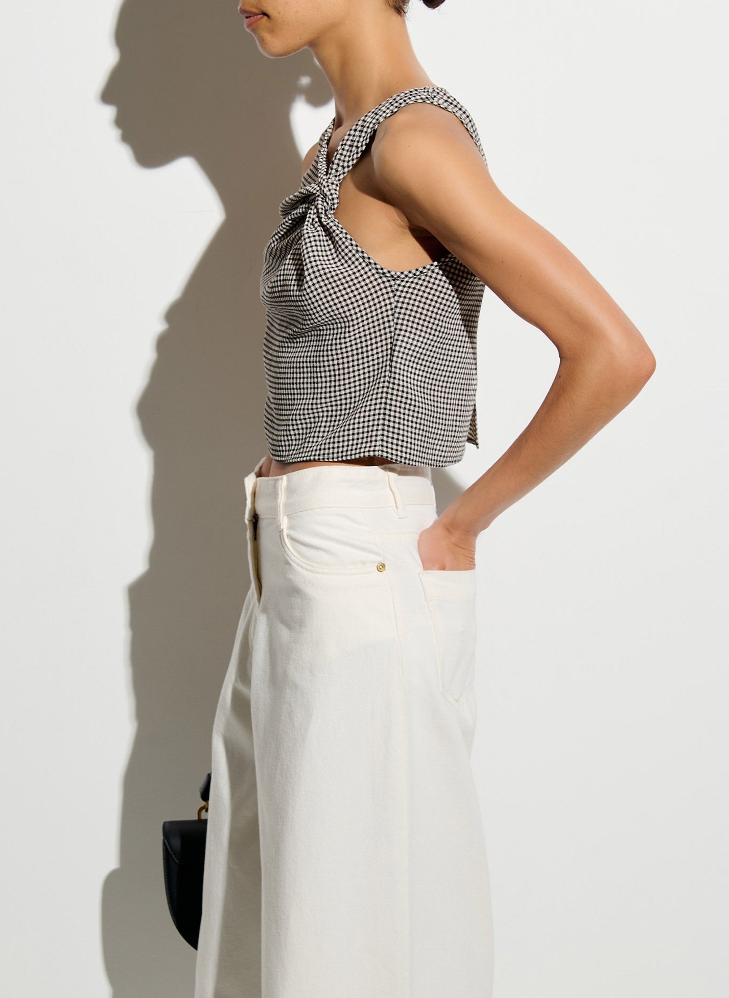 Oberteil mit asymmetrischem Kragen und Print SESSUN Grau