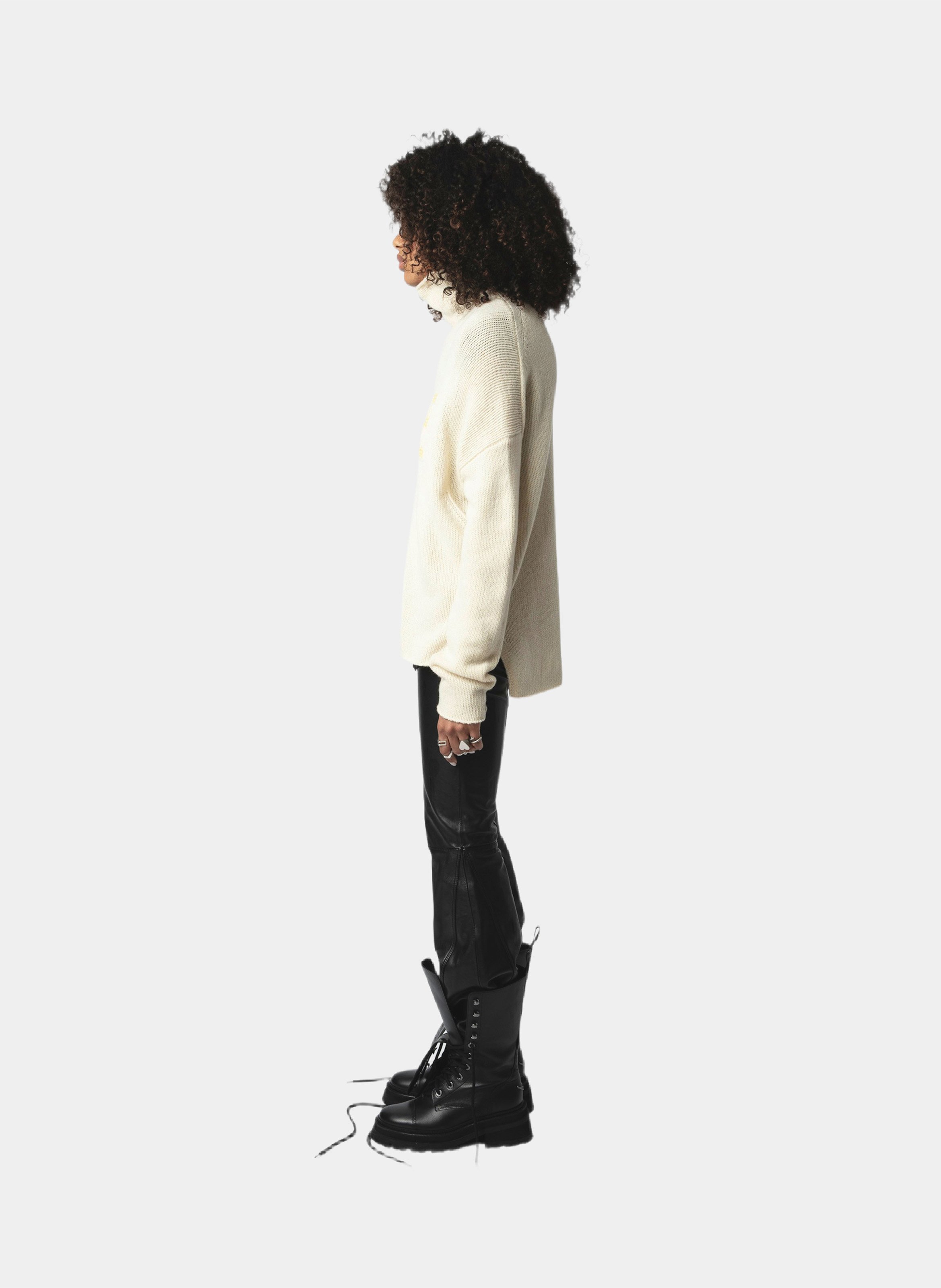 Pull col montant ample en laine ZADIG&VOLTAIRE Beige