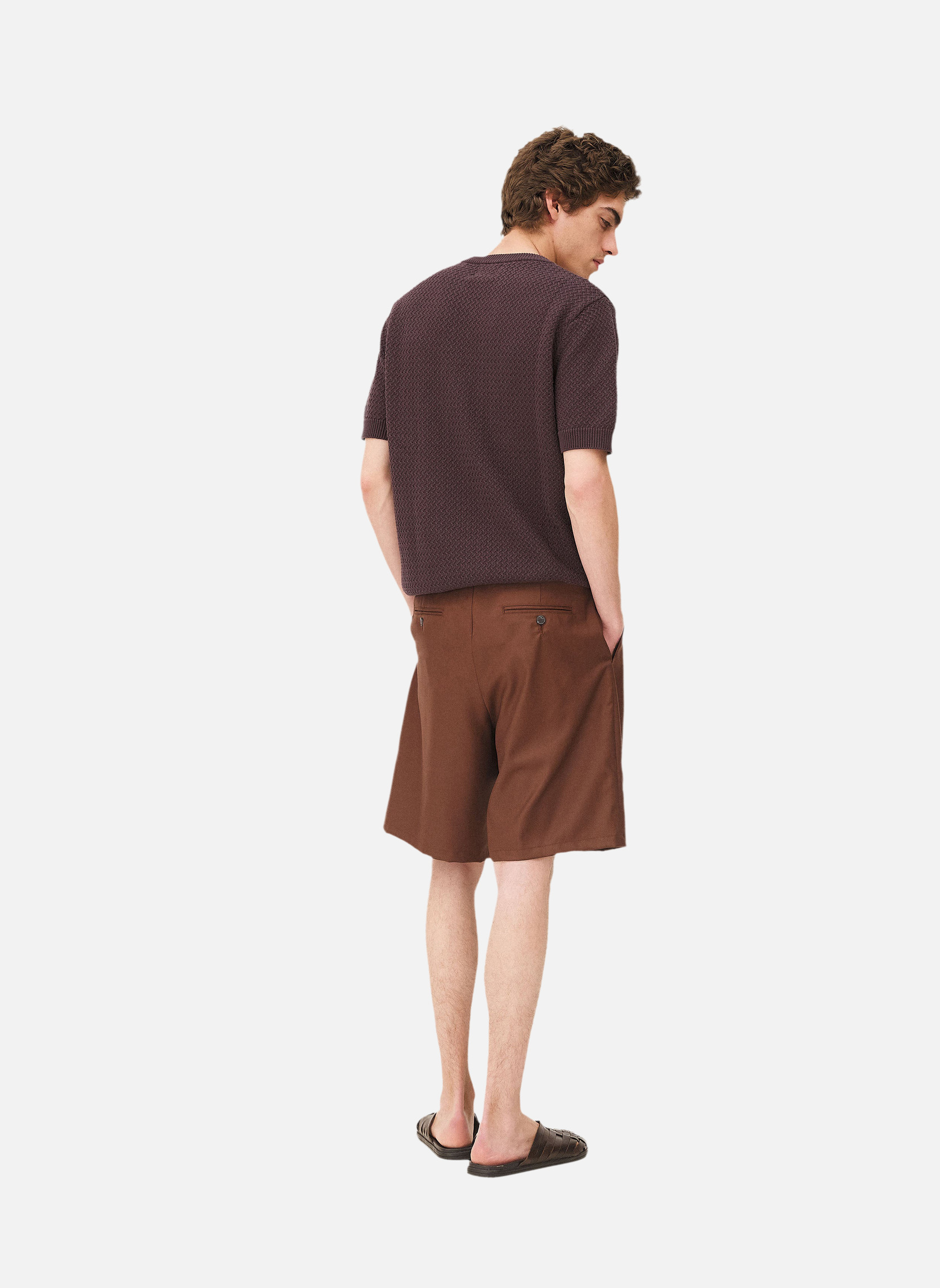 Pleated shorts in mocha Noyoco Brown