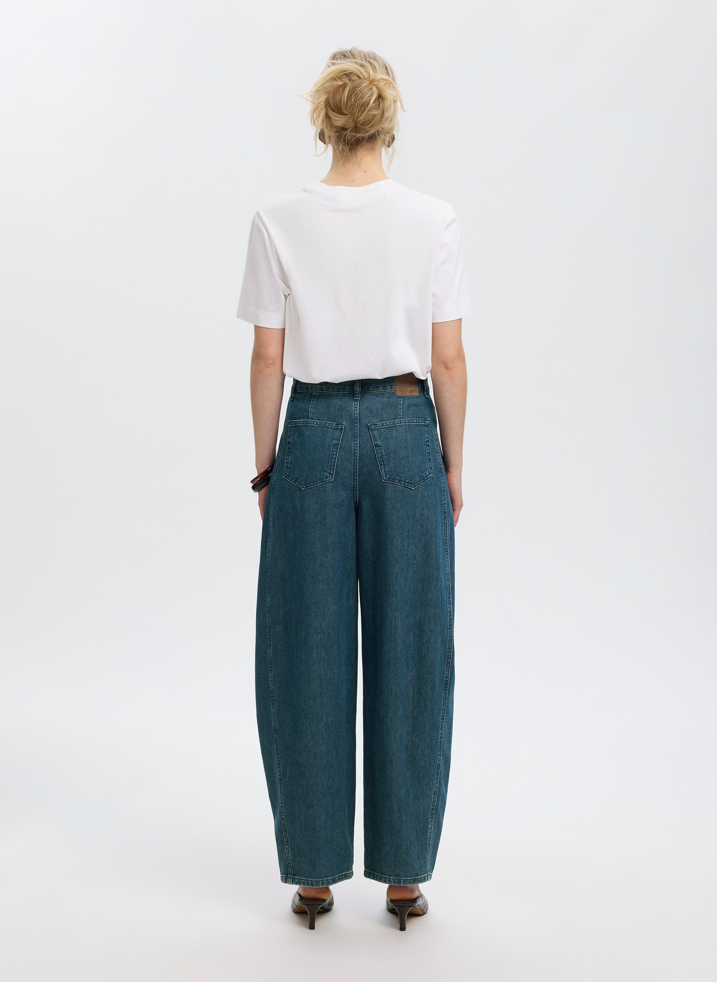 Jean barrel en coton bio mélangé SELECTED Bleu
