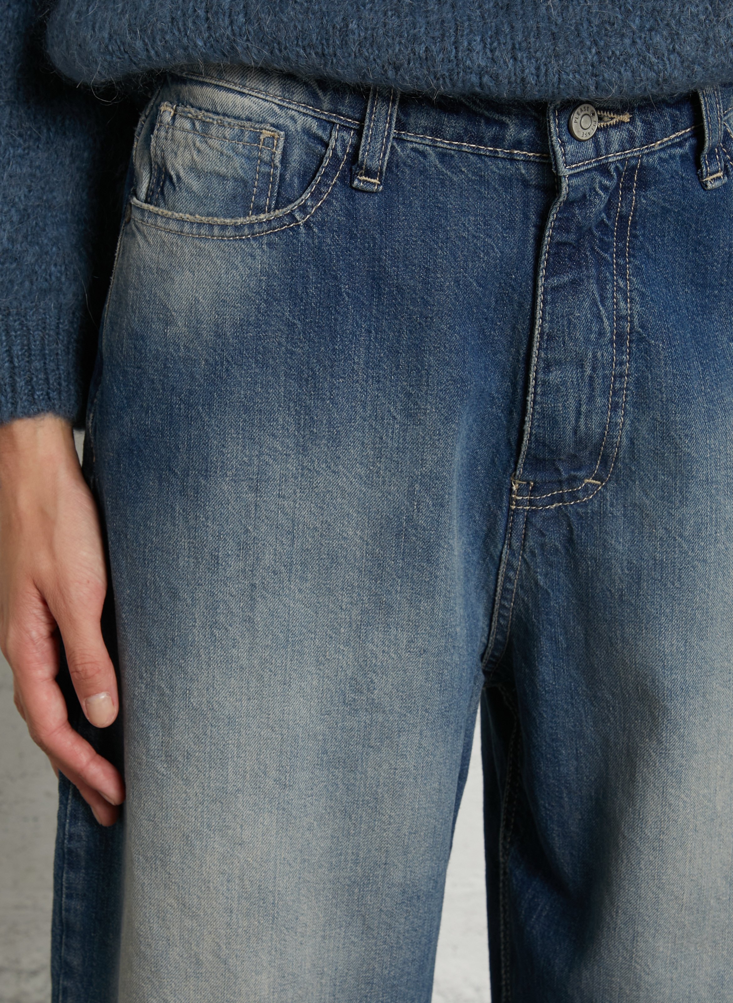 Cotton denim jeans PLEASE Blue