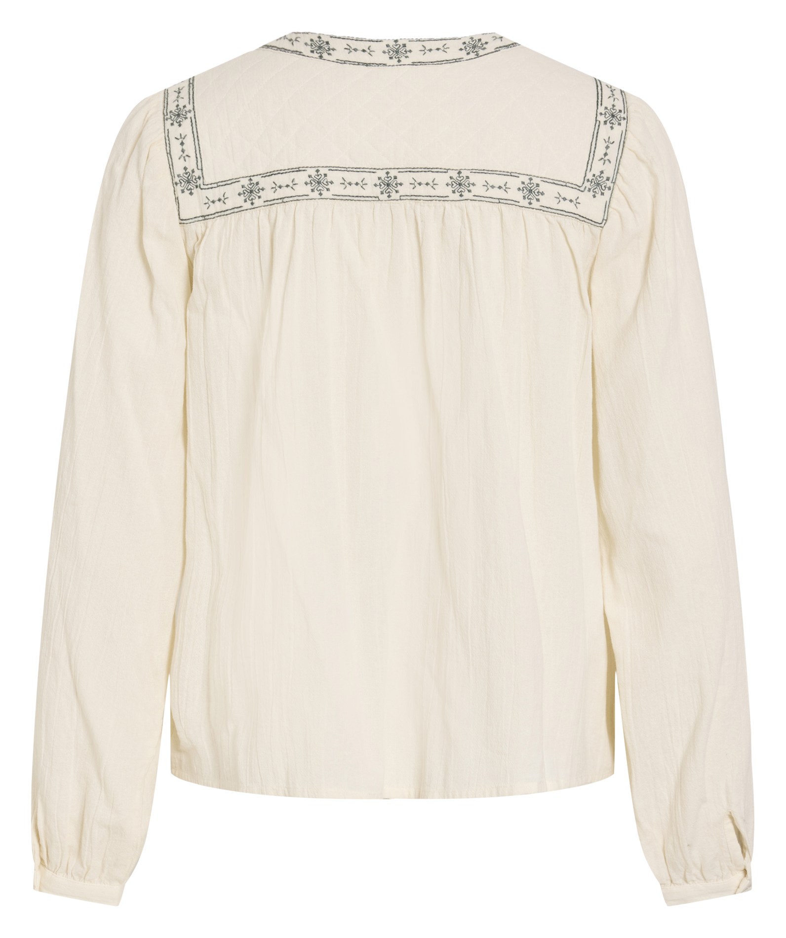 Blouse ample brodée en coton bio VILA Beige