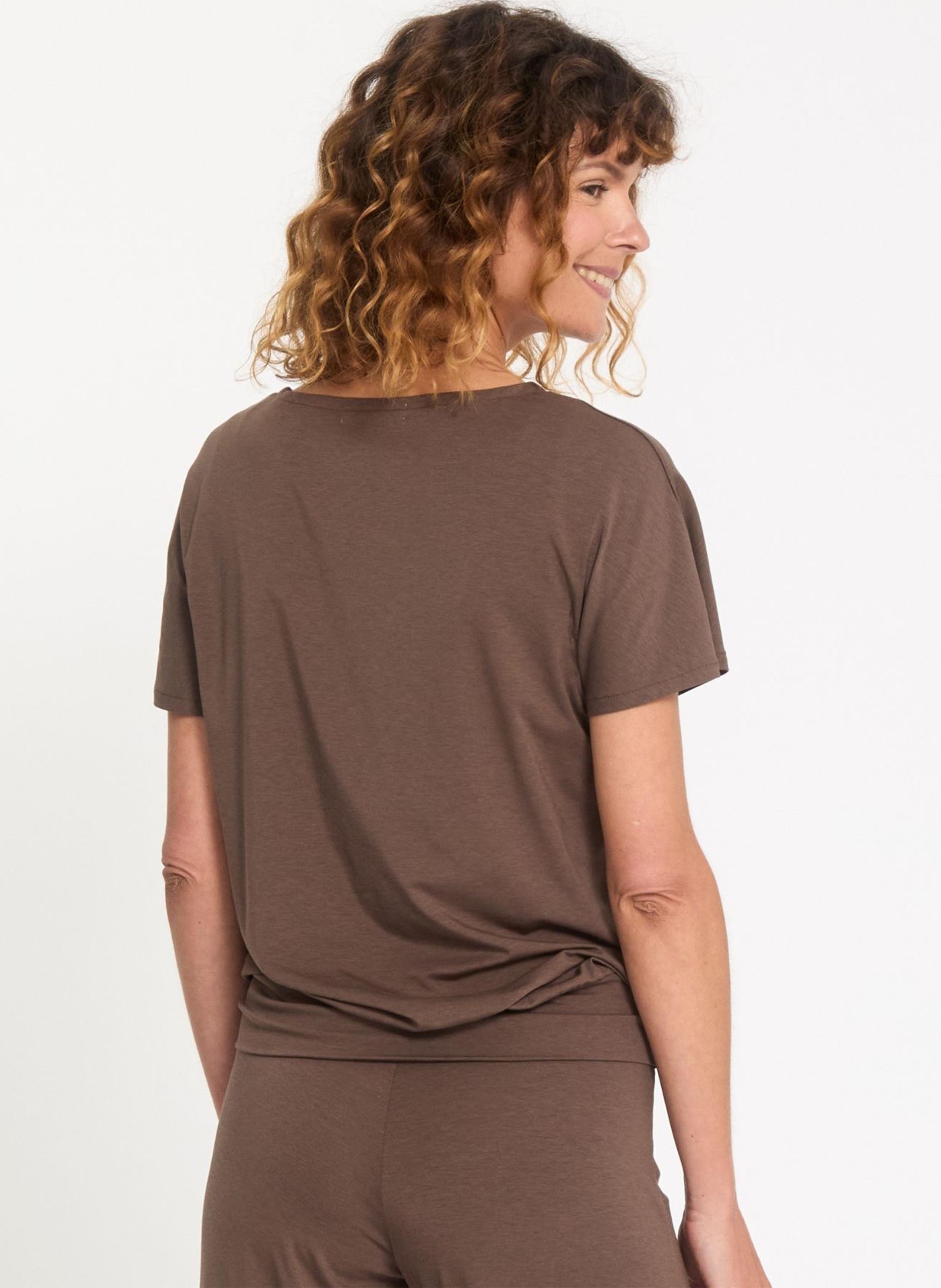 Tee-shirt uni à manches courtes YOGA SEARCHER Marron