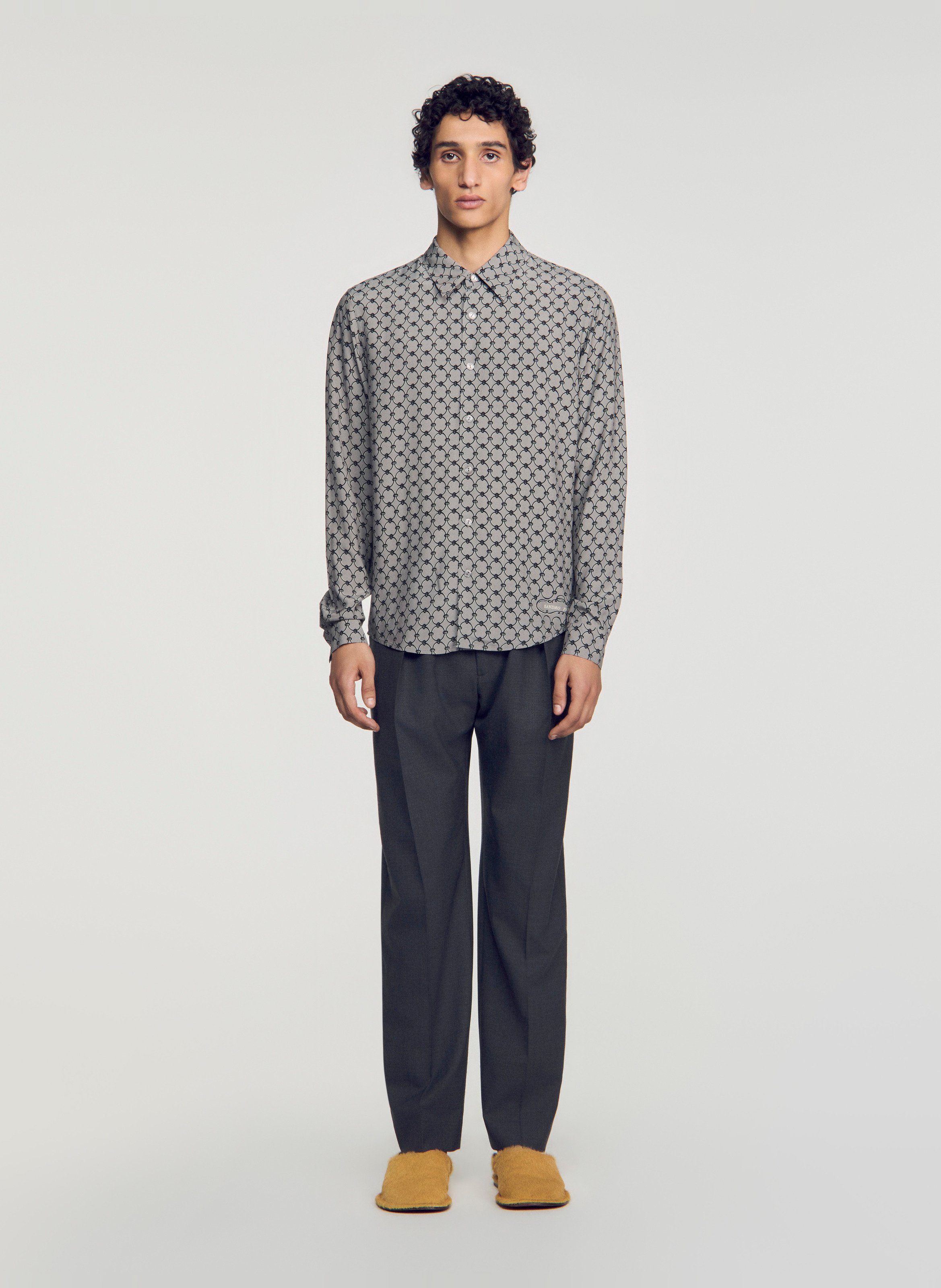 Chemise droite imprimée SANDRO Gris