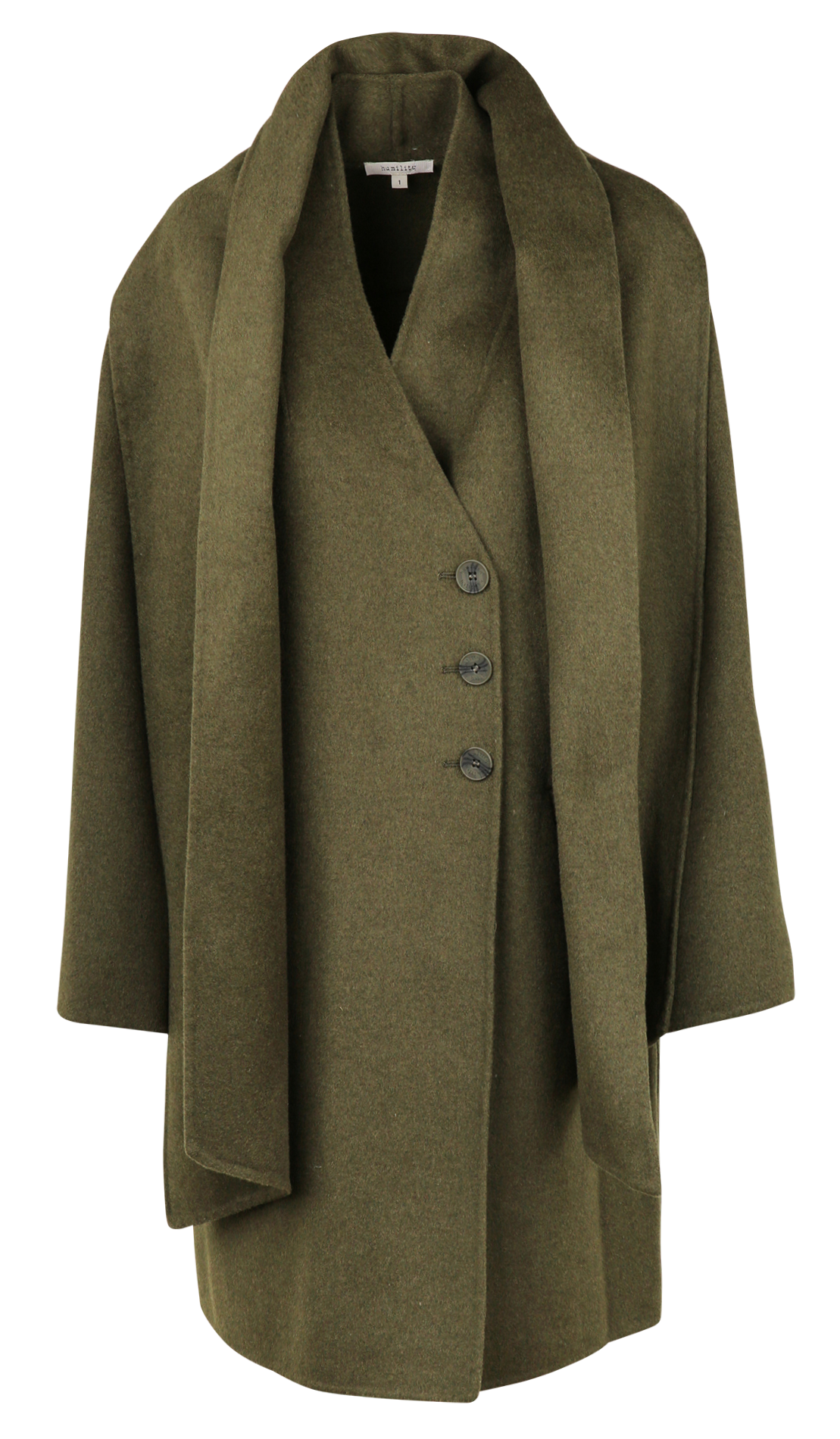 Manteau ample avec écharpe en laine mélangée HUMILITY Vert