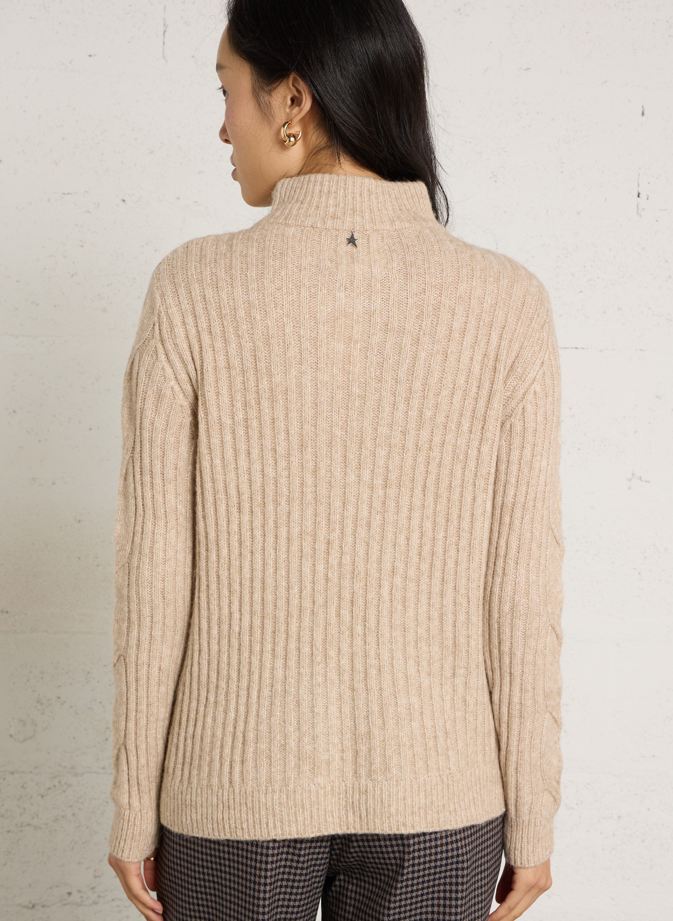 Trui met schipperskraag | wolblend SUD EXPRESS Beige