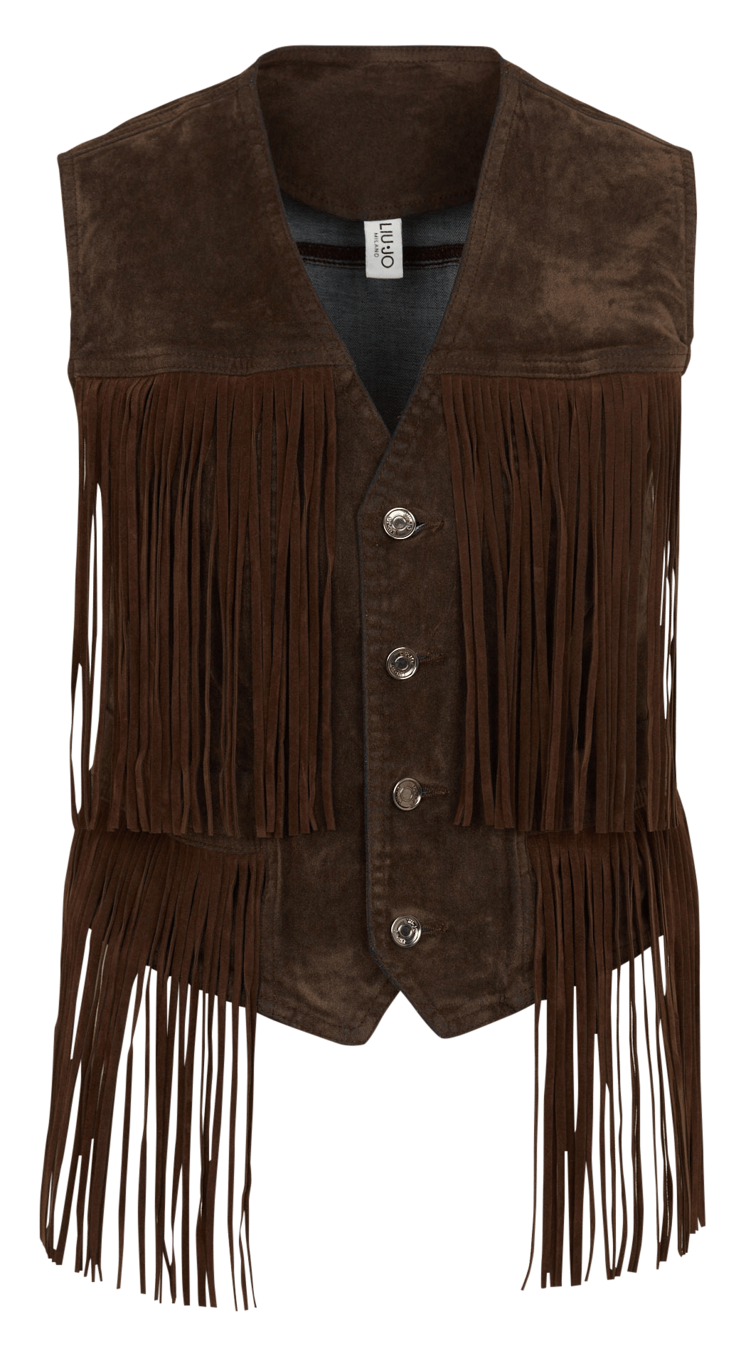 Mouwloos vest met franjes van katoenmix LIU JO Blauw