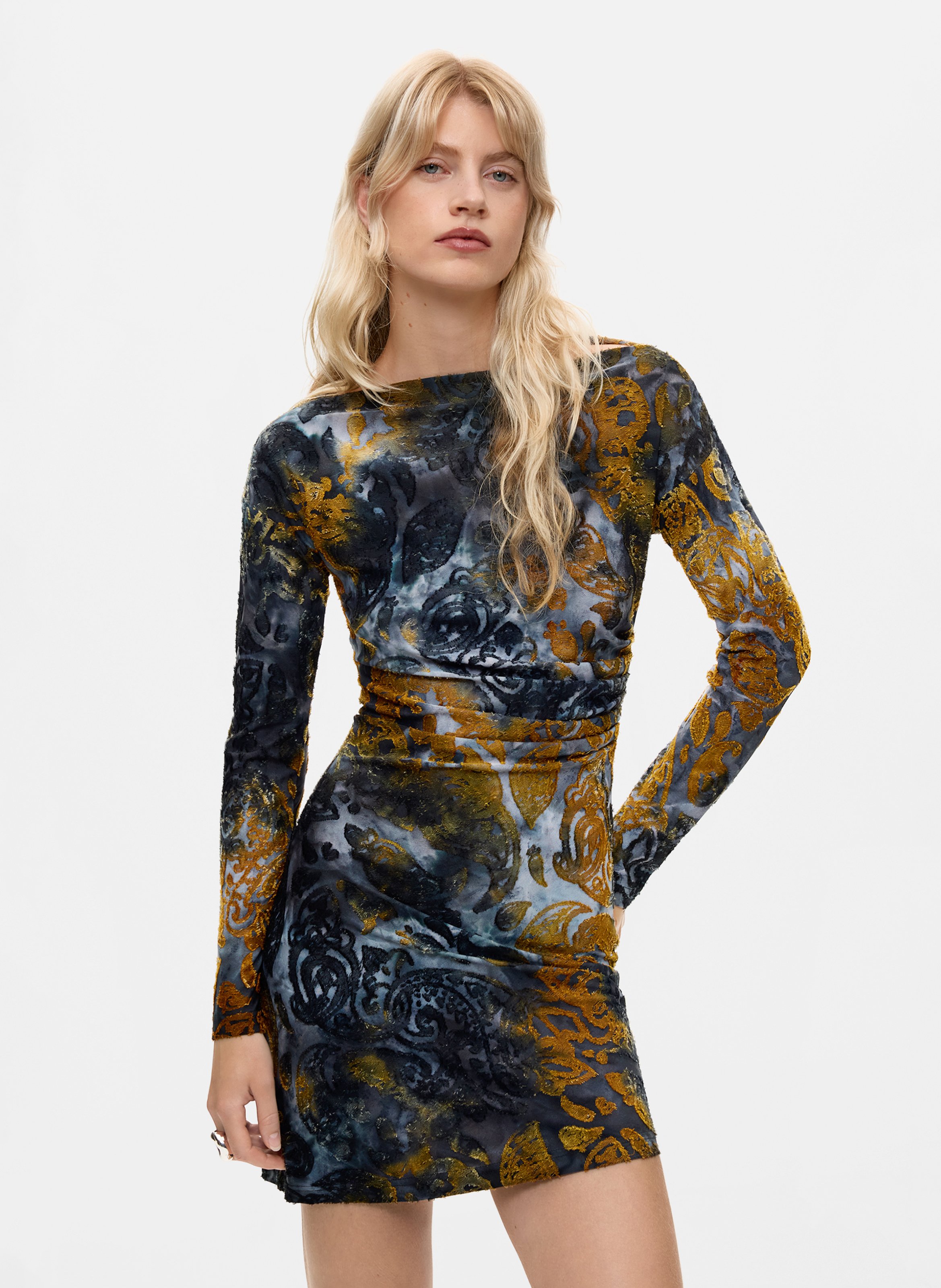 Short fitted printed dress DESIGUAL Blue