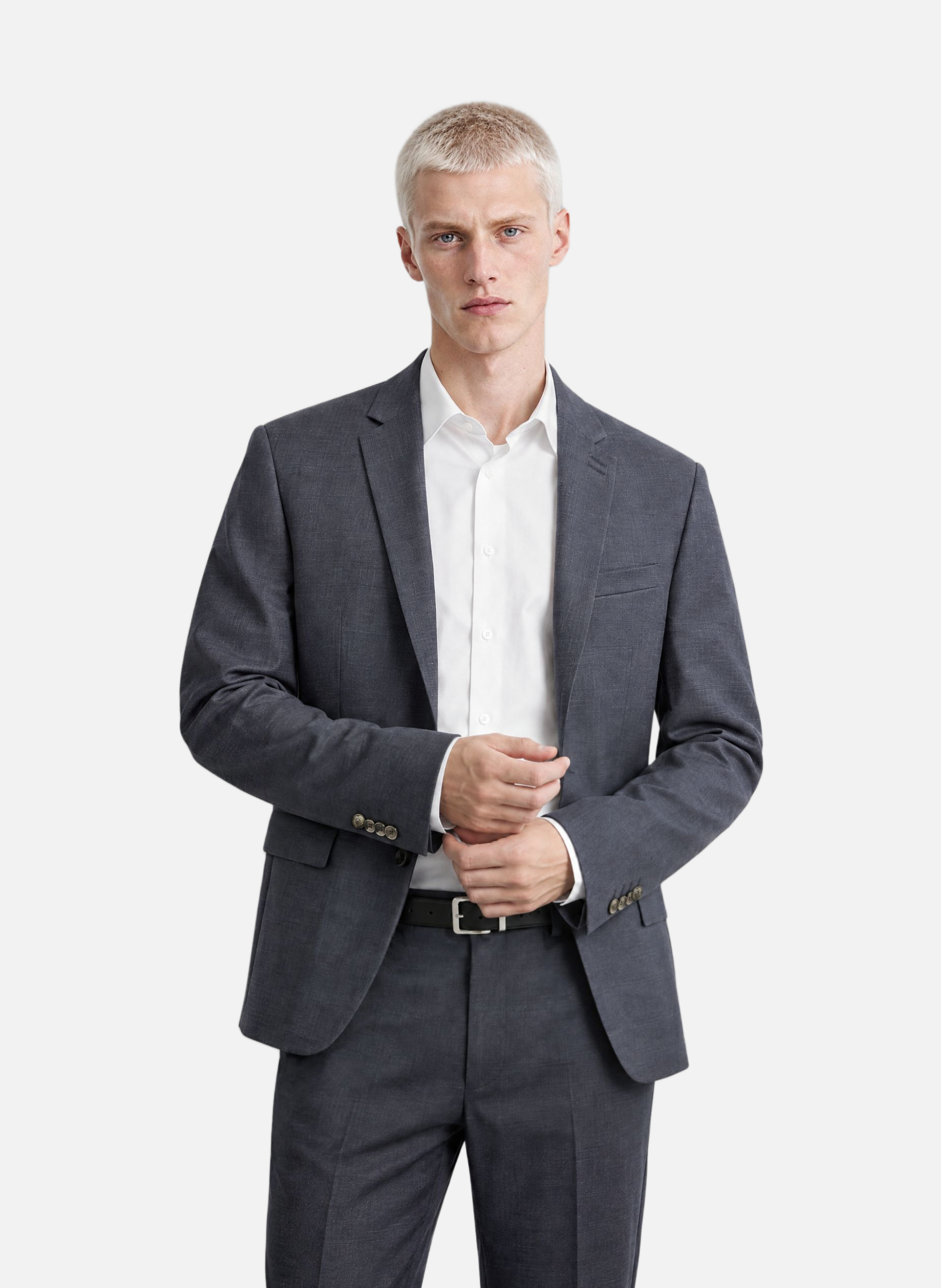 Fitted wool tartan suit jacket THE KOOPLES Blue
