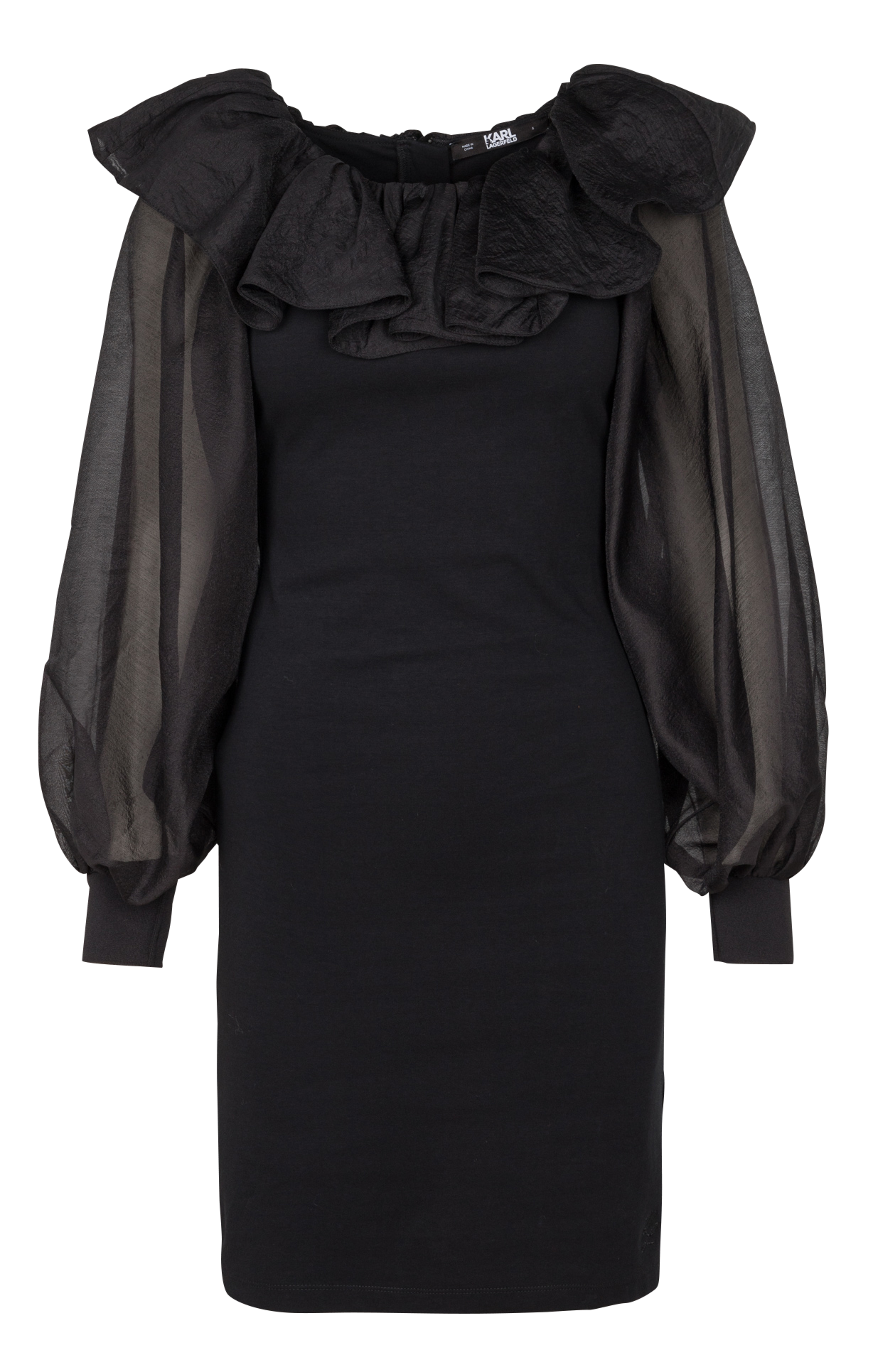 Flounced cotton midi dress KARL LAGERFELD Black