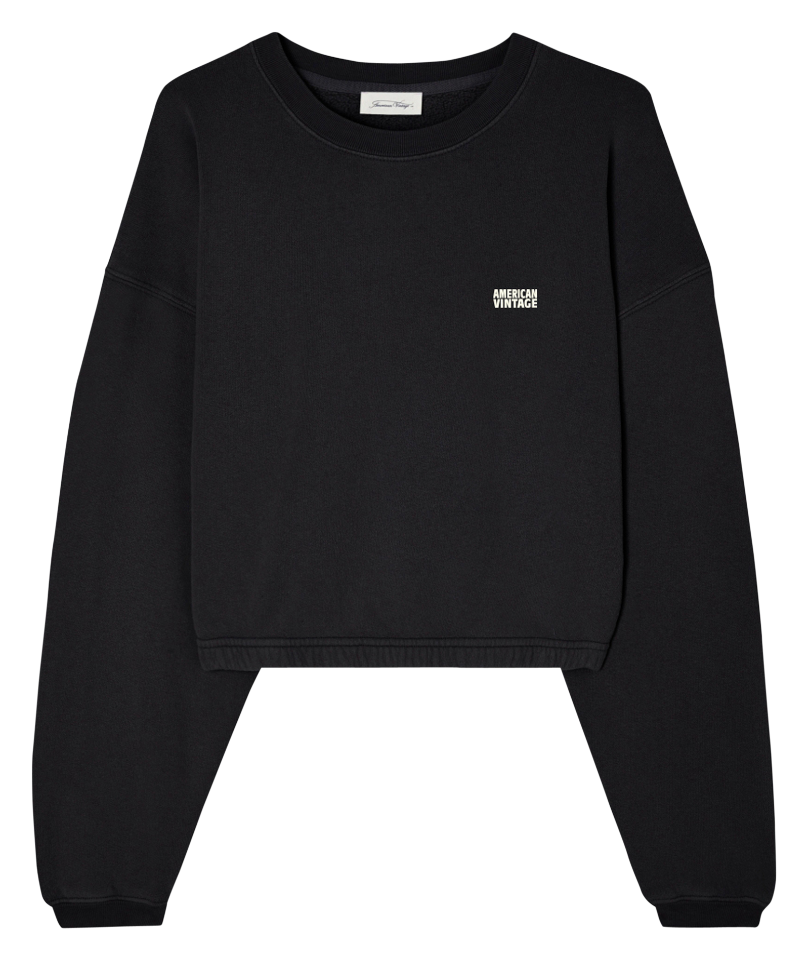 Kurzes Rundhals-Sweatshirt aus Baumwoll-Mix AMERICAN VINTAGE Schwarz