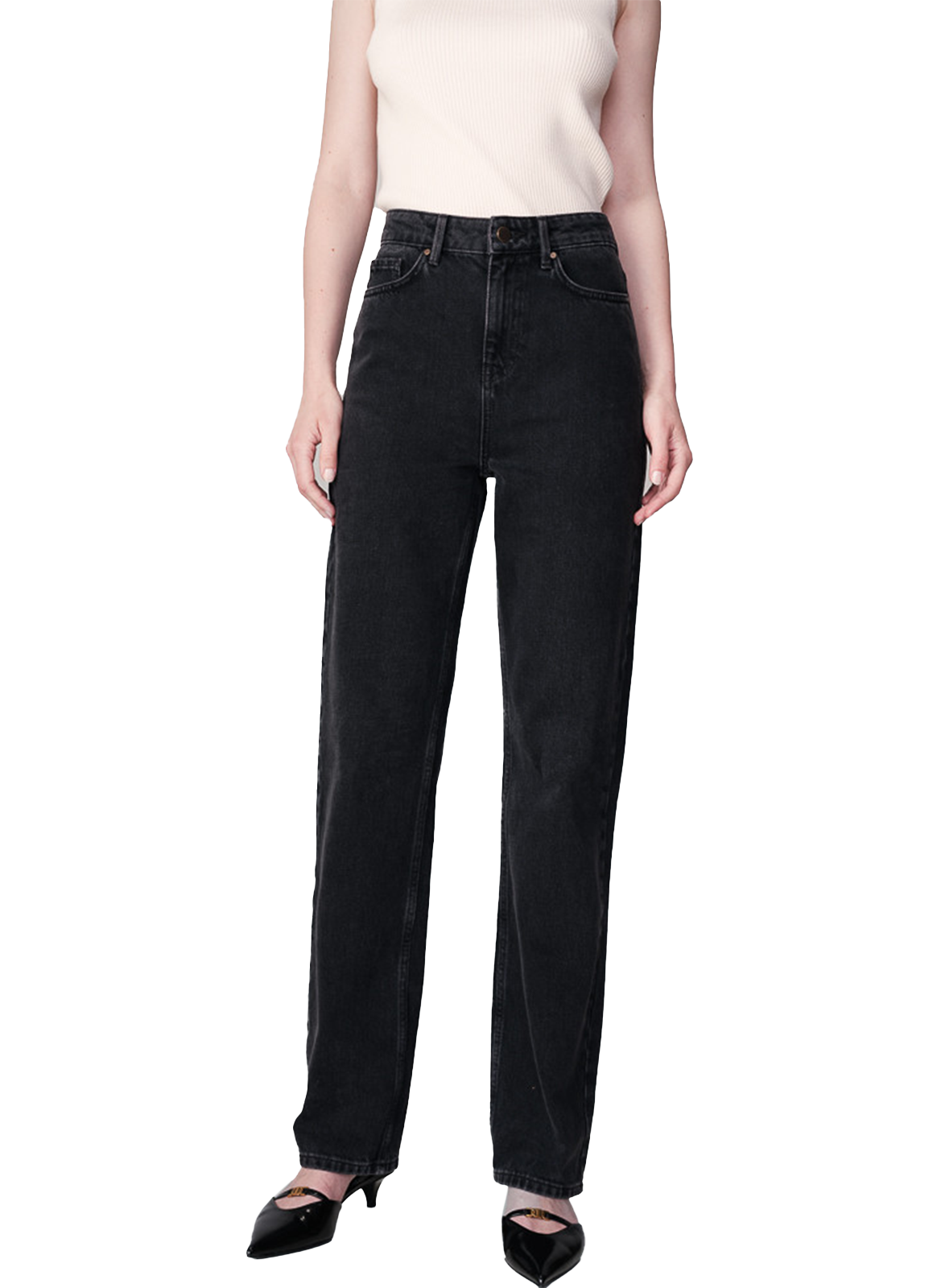 Jean droit taille haute en coton GRACE ET MILA