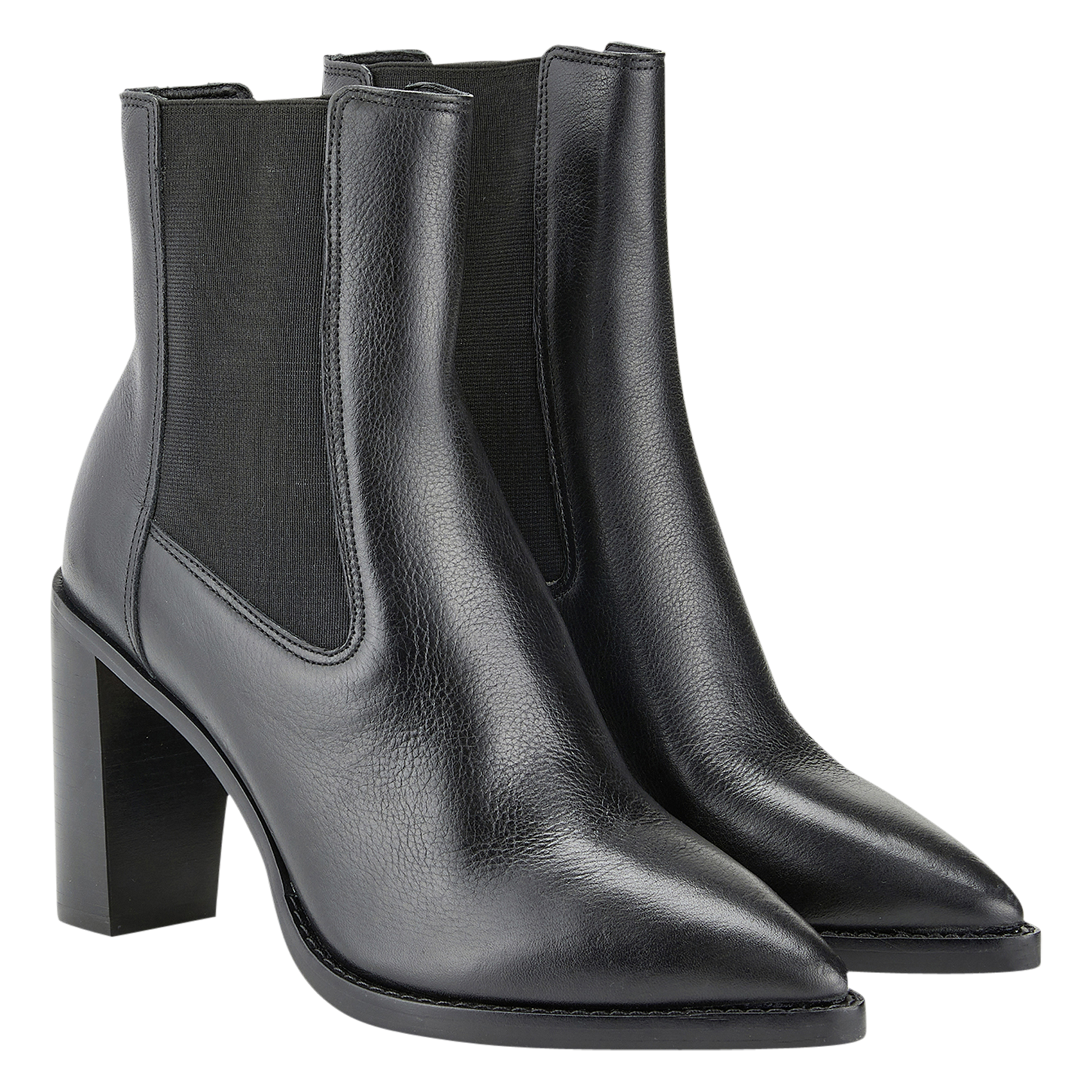 - 100% leather, - Round toes, - Inner zip fastening, - Heel height: 9 cm. Black