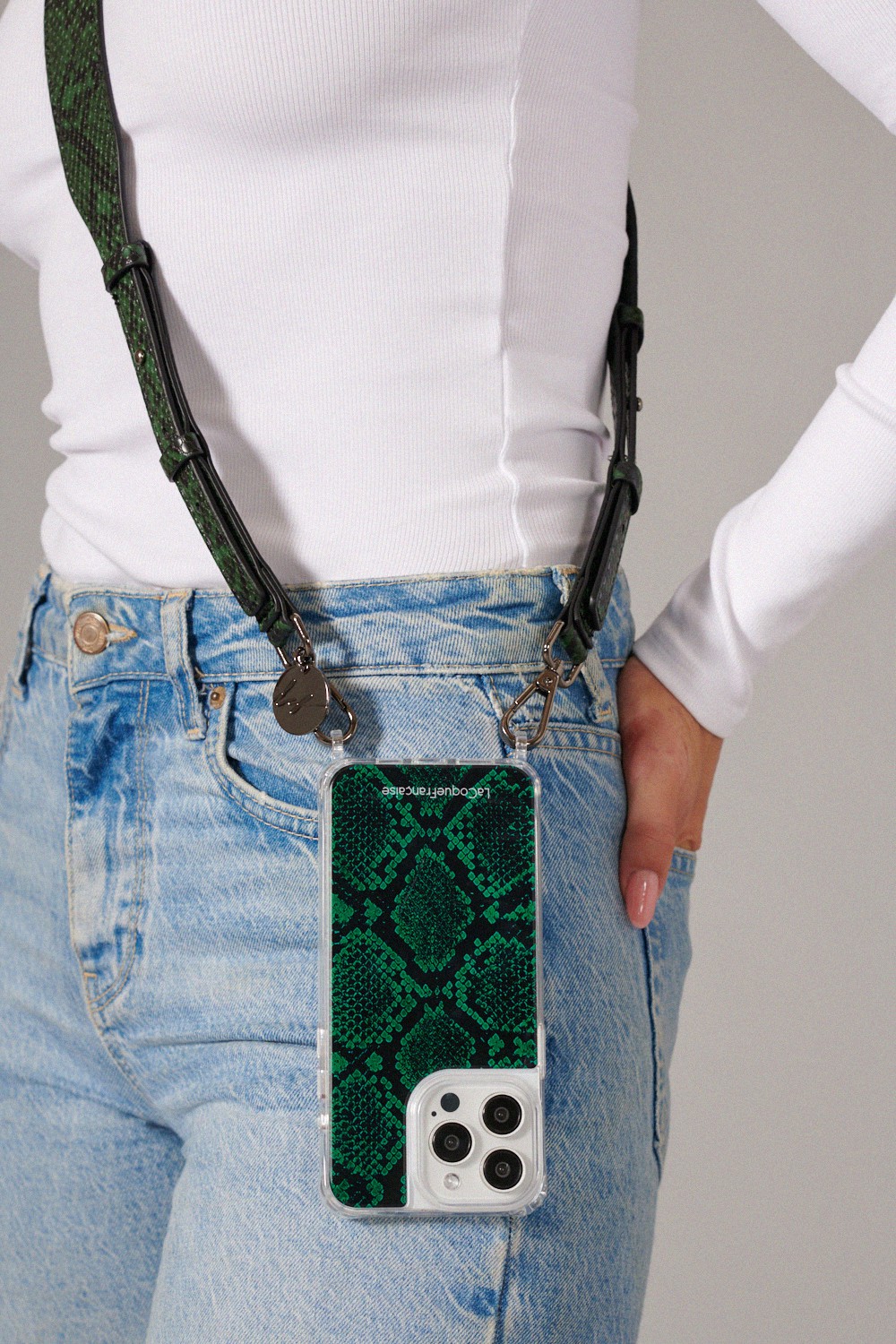 Vegan leather phone strap LA COQUE FRANCAISE Green