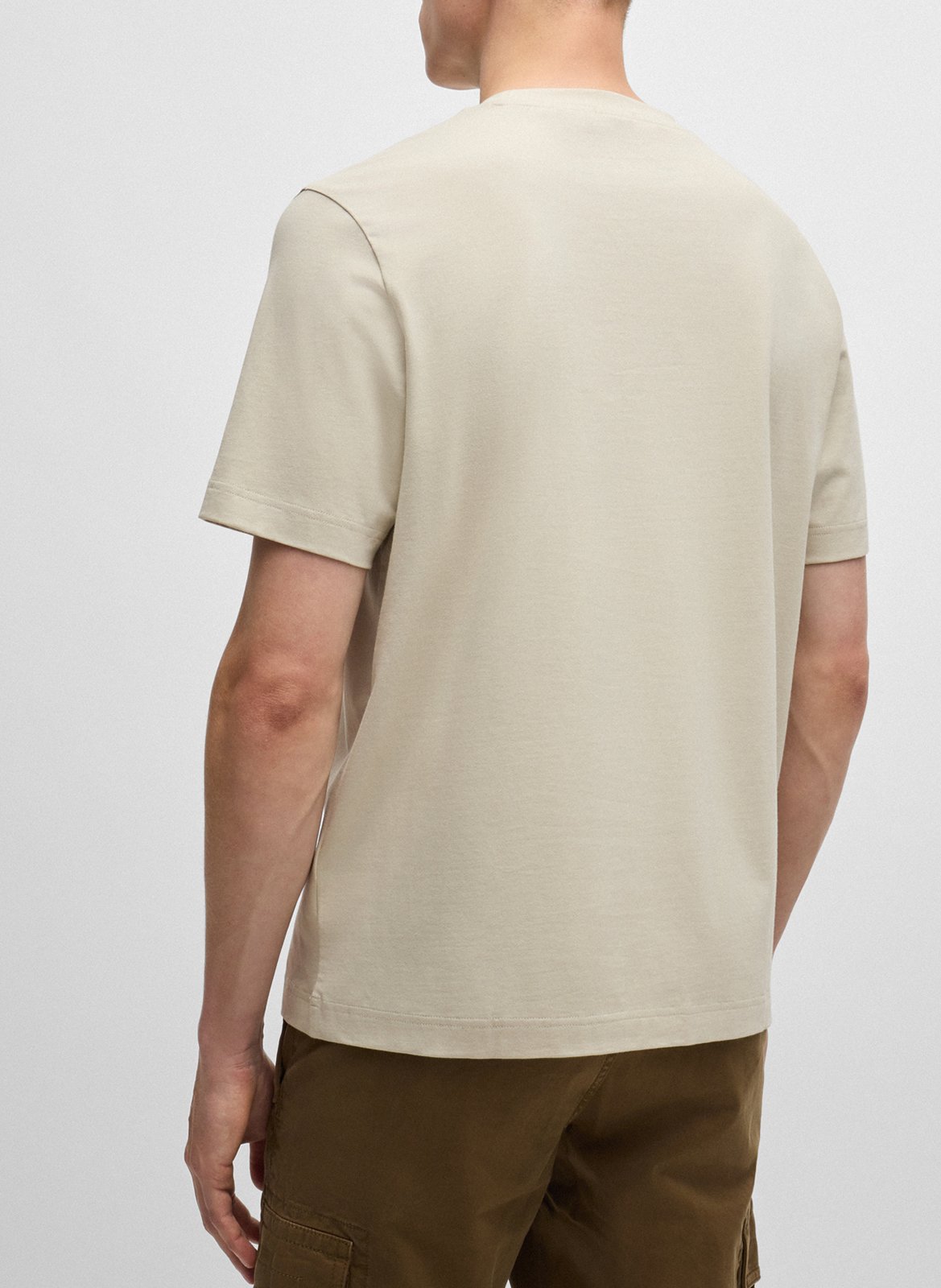 Tee-shirt col rond en coton mélangé  BOSS Beige